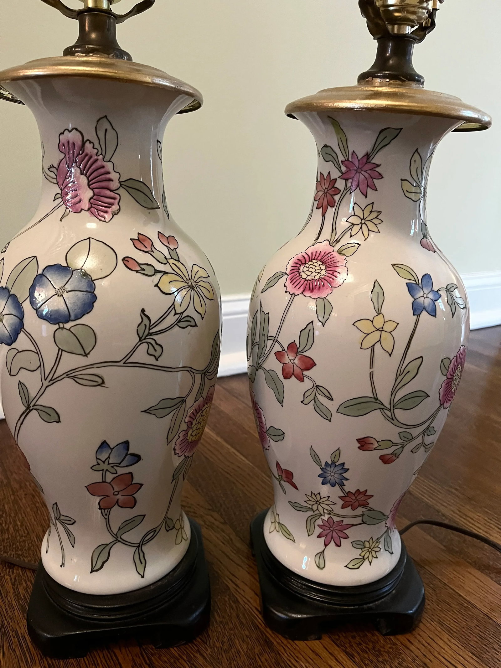 1950s Embossed Floral Table Lamps - a Pair - 4