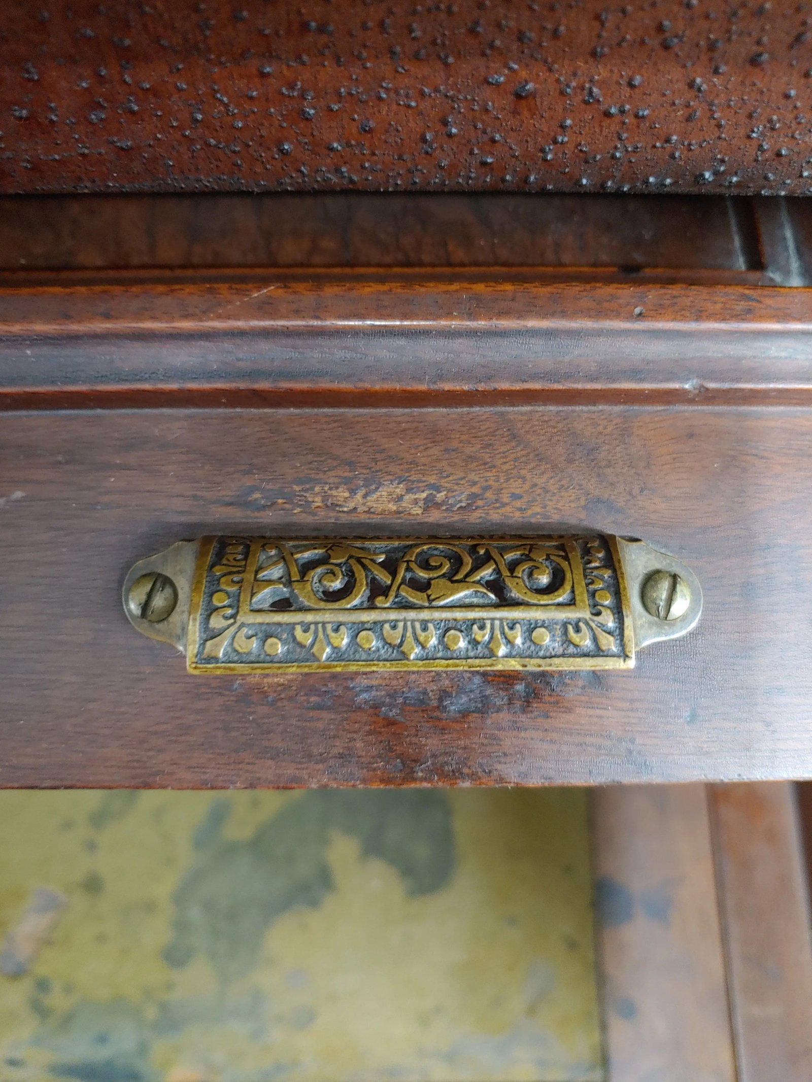 Antique 19th Century Mahogany Renaissance Revival Banker's Cylinder Secretary Desk - 12