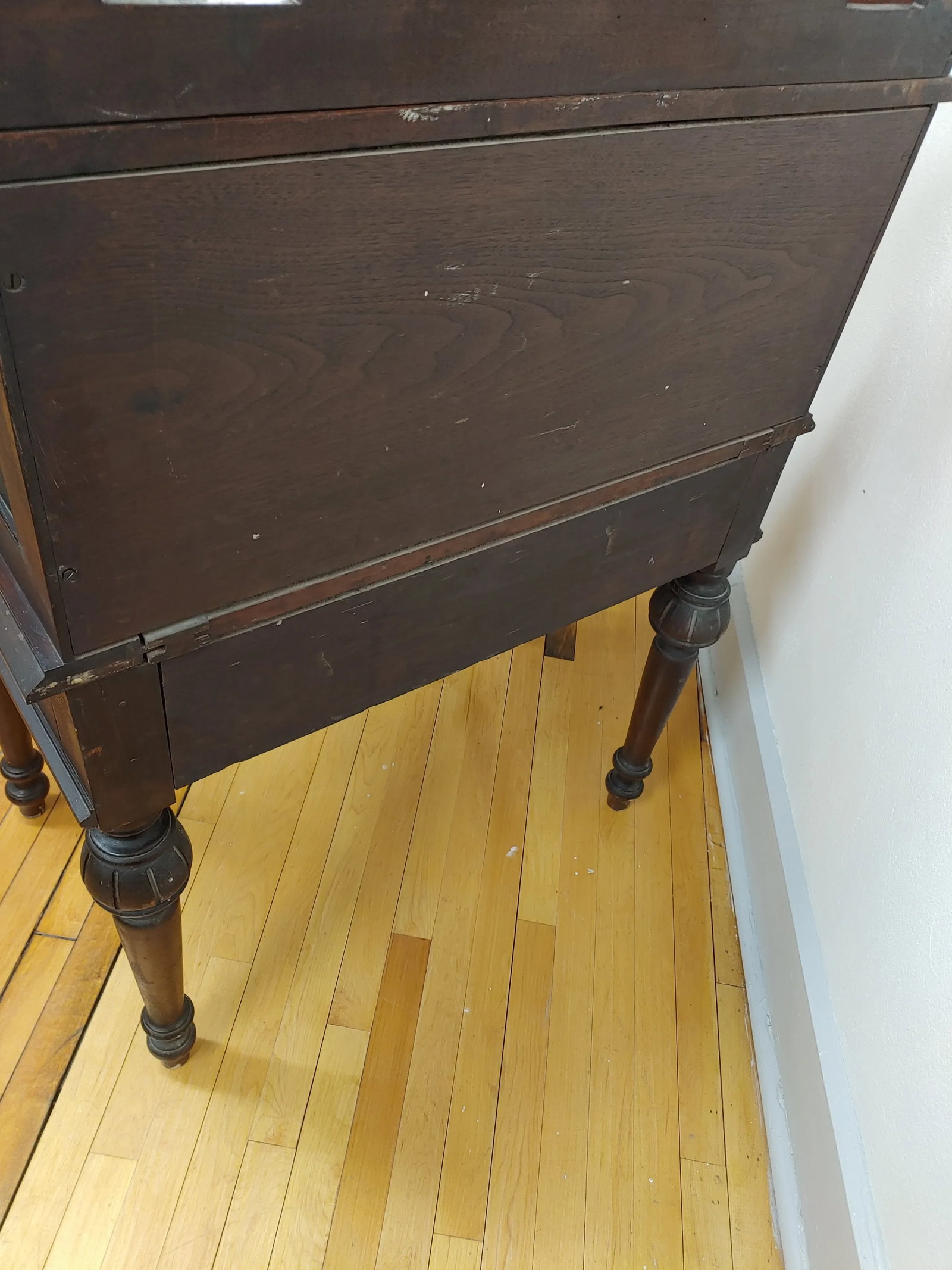 Antique 19th Century Mahogany Renaissance Revival Banker's Cylinder Secretary Desk - 5