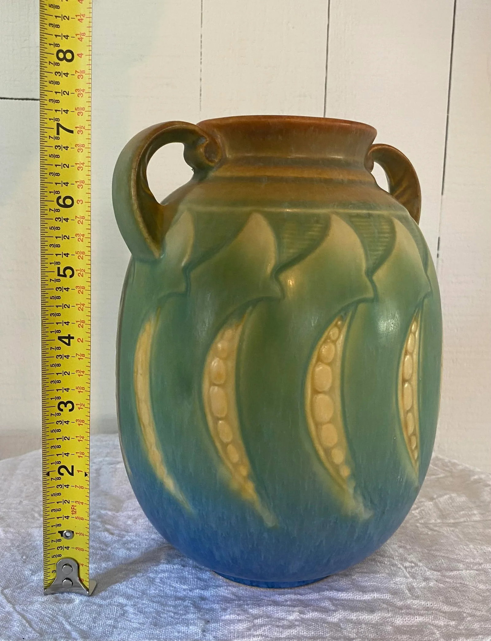 Roseville Pottery Falline 647-7 Blue Vase - 11