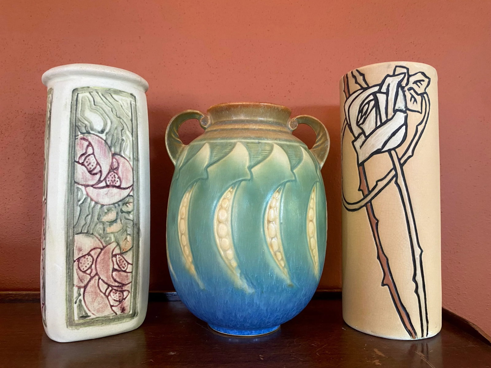 Roseville Pottery Falline 647-7 Blue Vase - 12