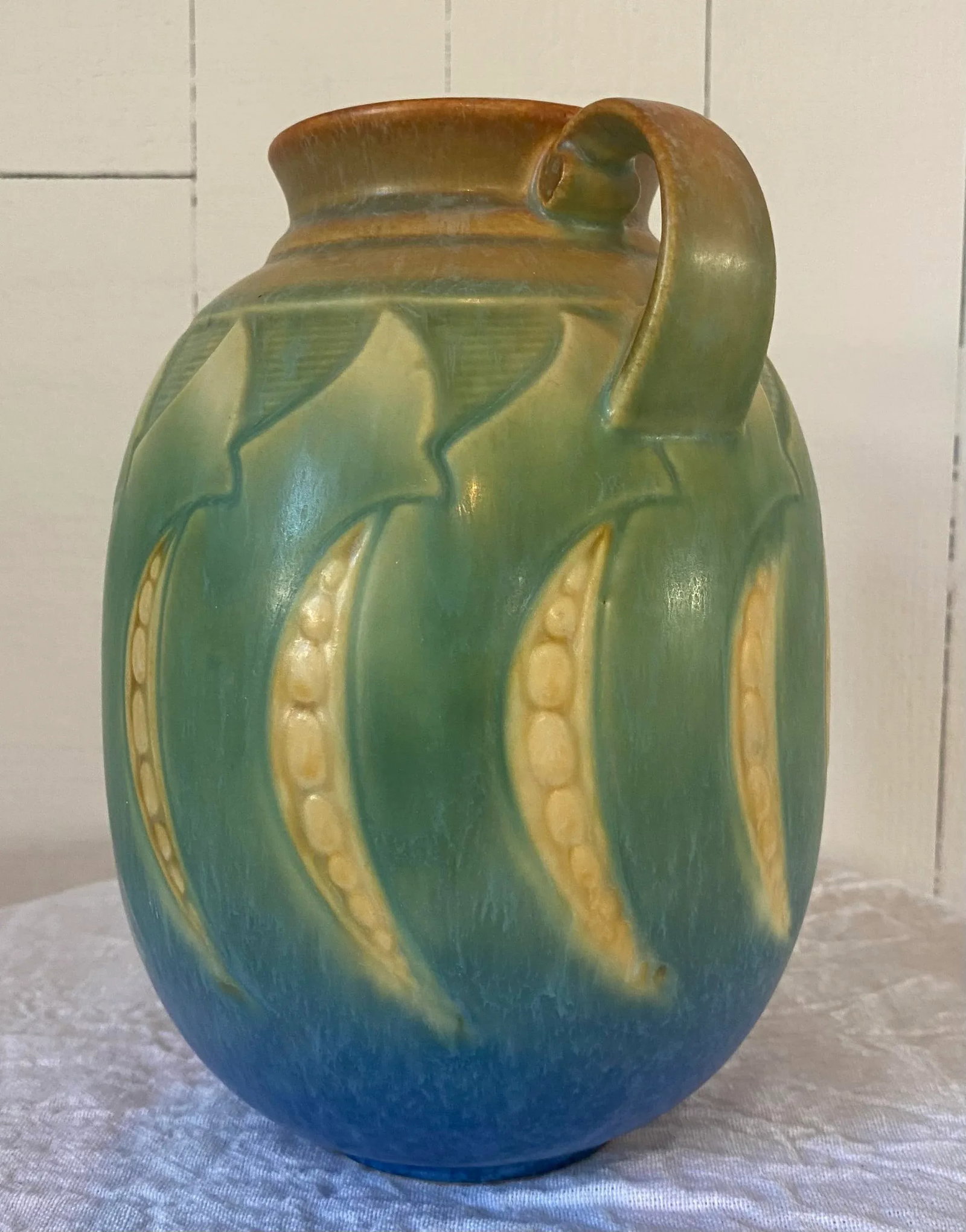 Roseville Pottery Falline 647-7 Blue Vase - 3