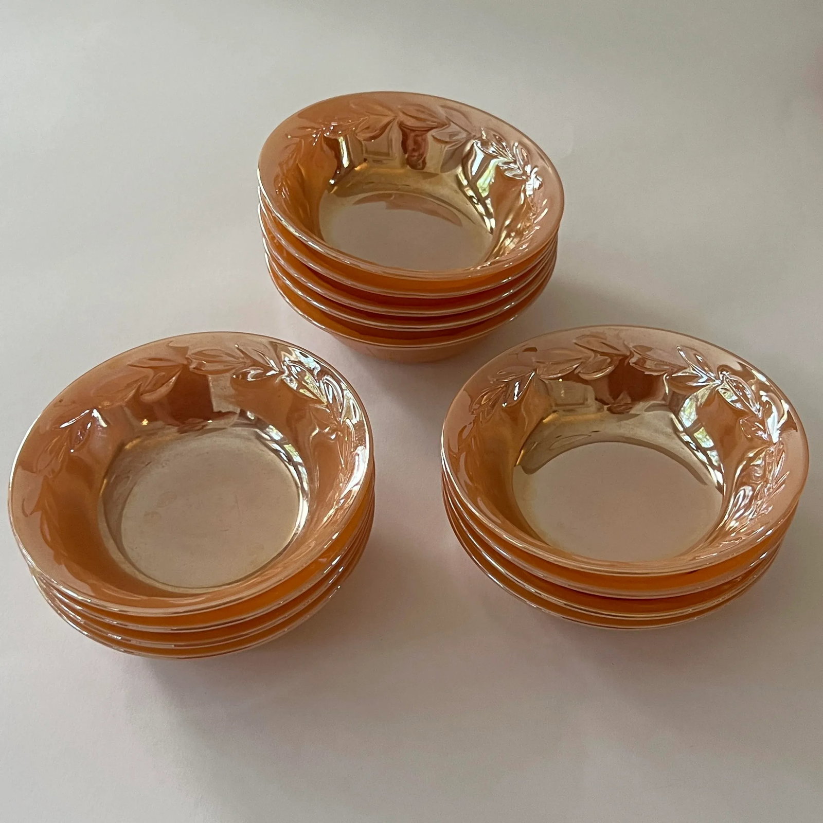 Mid-Century Iridescent Fire King "Peach Lustre" Dinnerware Set- 45 Pieces - 4