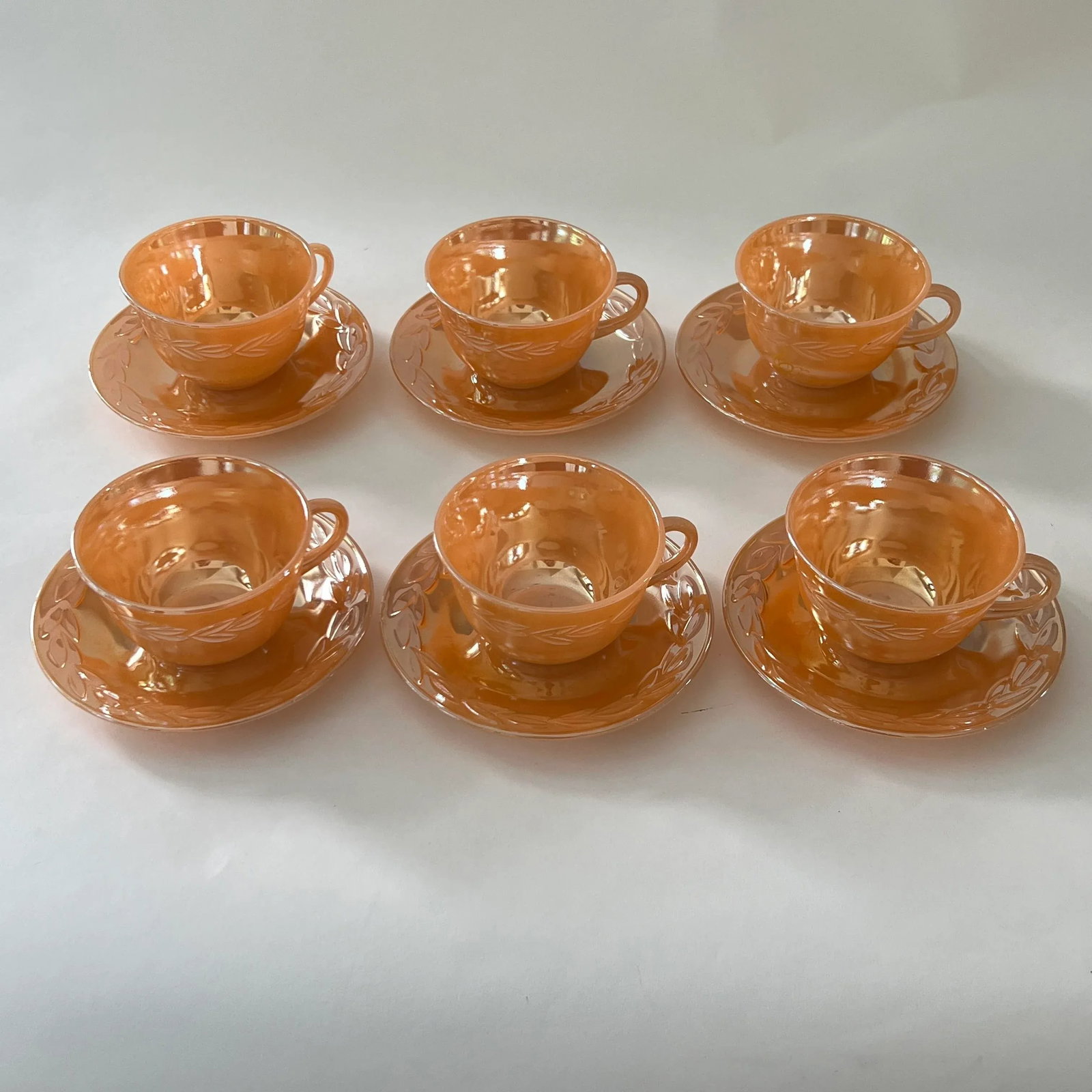 Mid-Century Iridescent Fire King "Peach Lustre" Dinnerware Set- 45 Pieces - 5