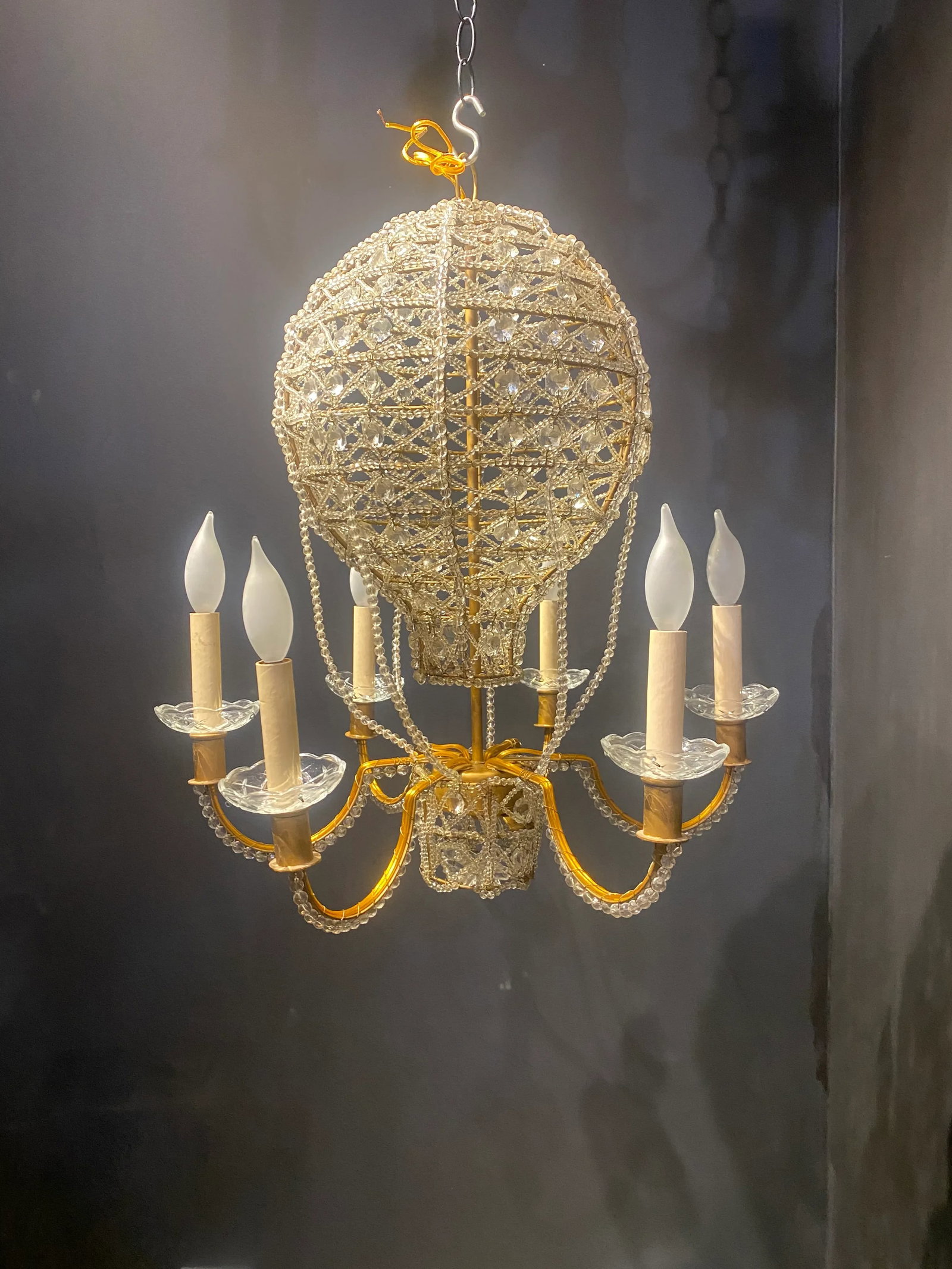 1930's French Beaded Crystals Chandelier - 2