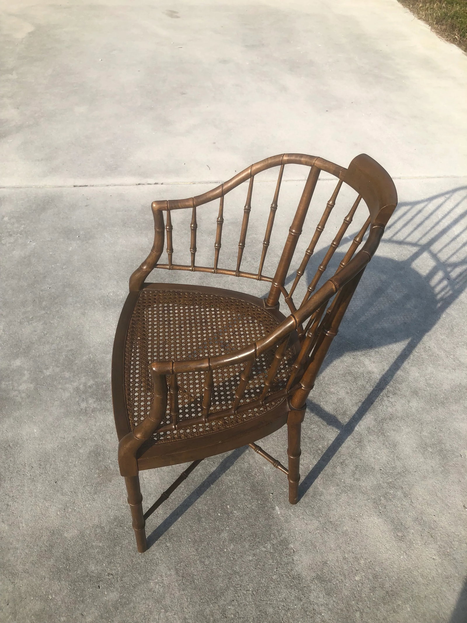 Vintage Mid-Century Baker Furniture Faux Bamboo and Cane Side Chair - 11