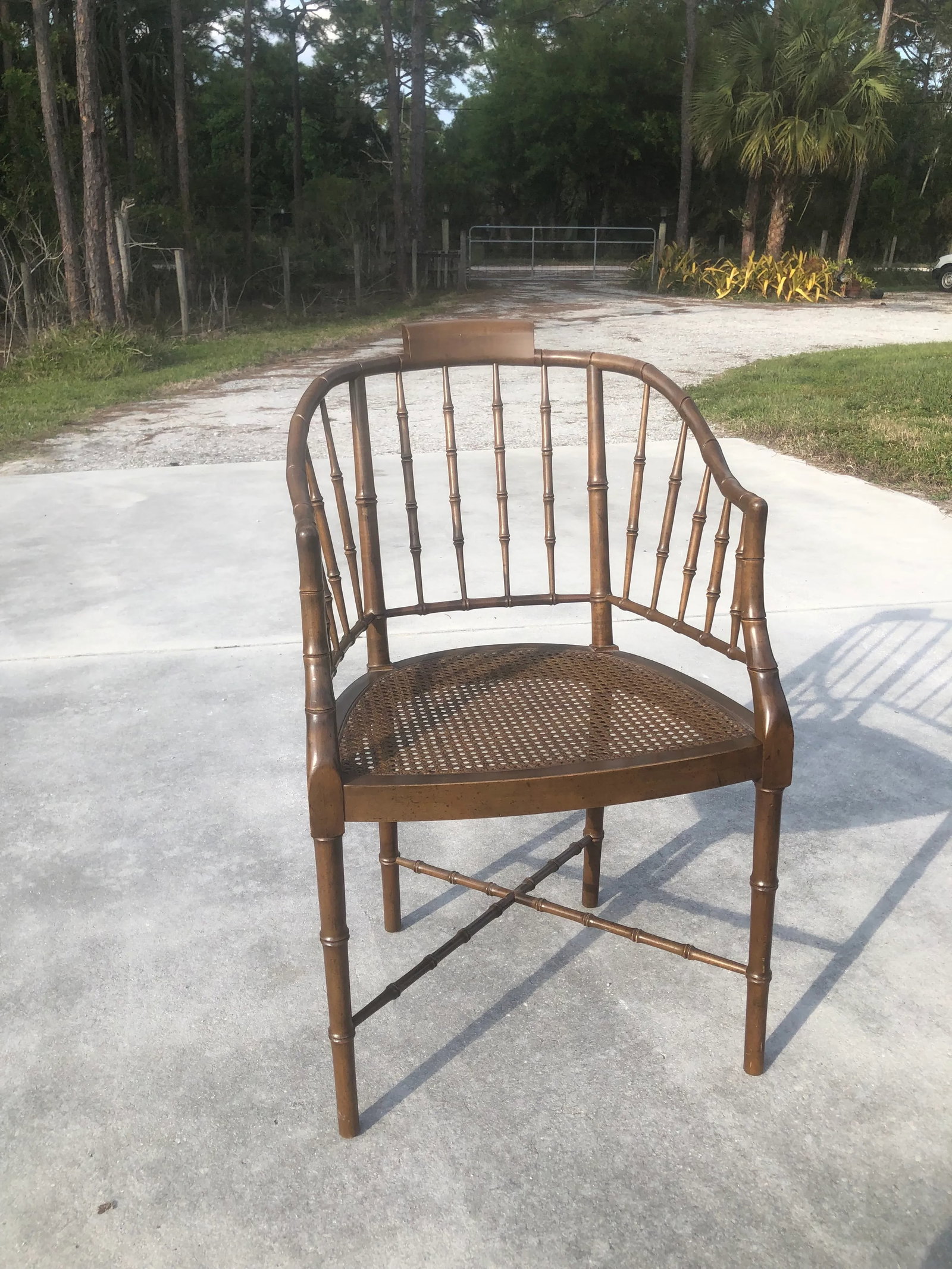 Vintage Mid-Century Baker Furniture Faux Bamboo and Cane Side Chair - 12