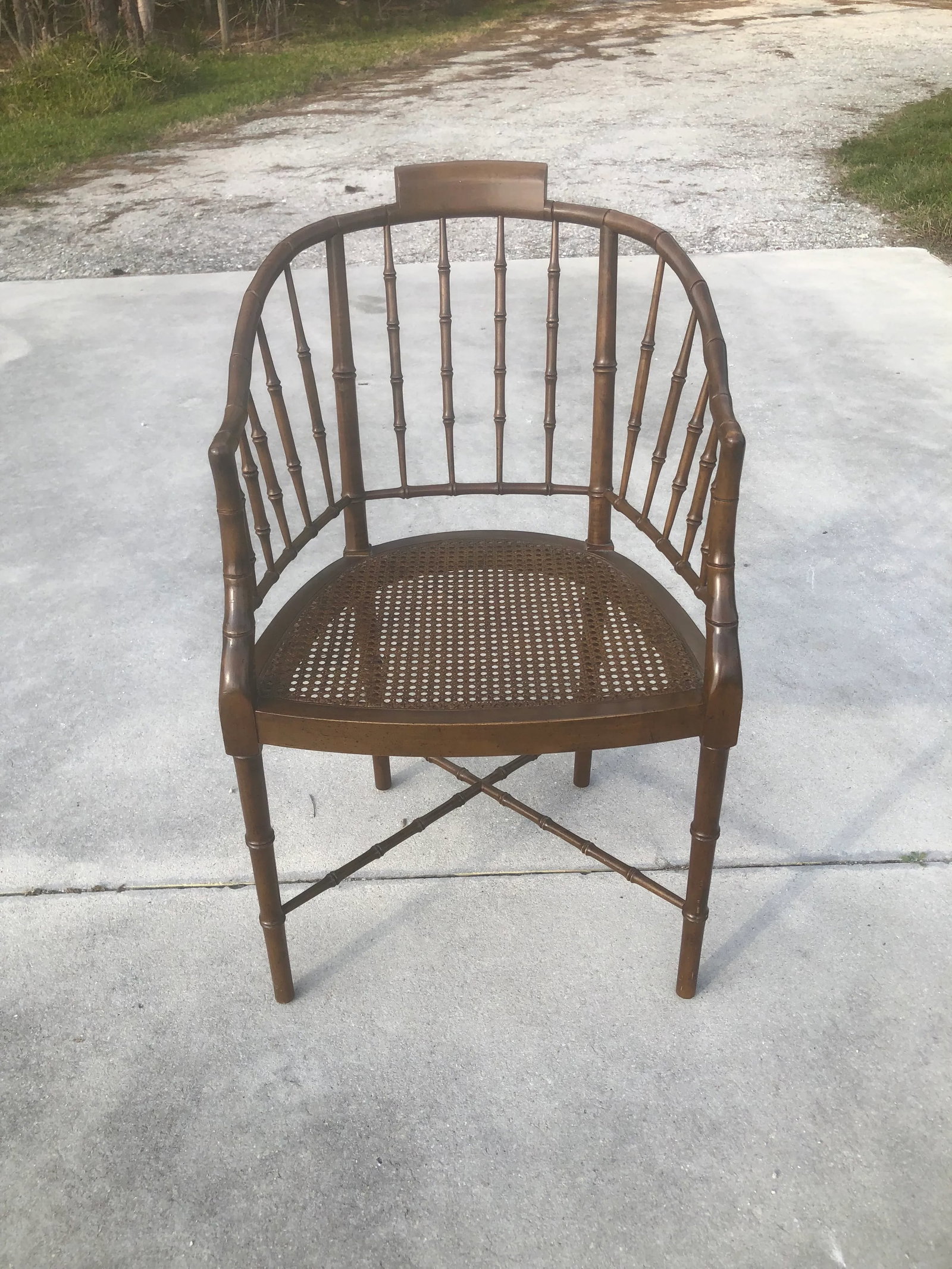 Vintage Mid-Century Baker Furniture Faux Bamboo and Cane Side Chair - 13
