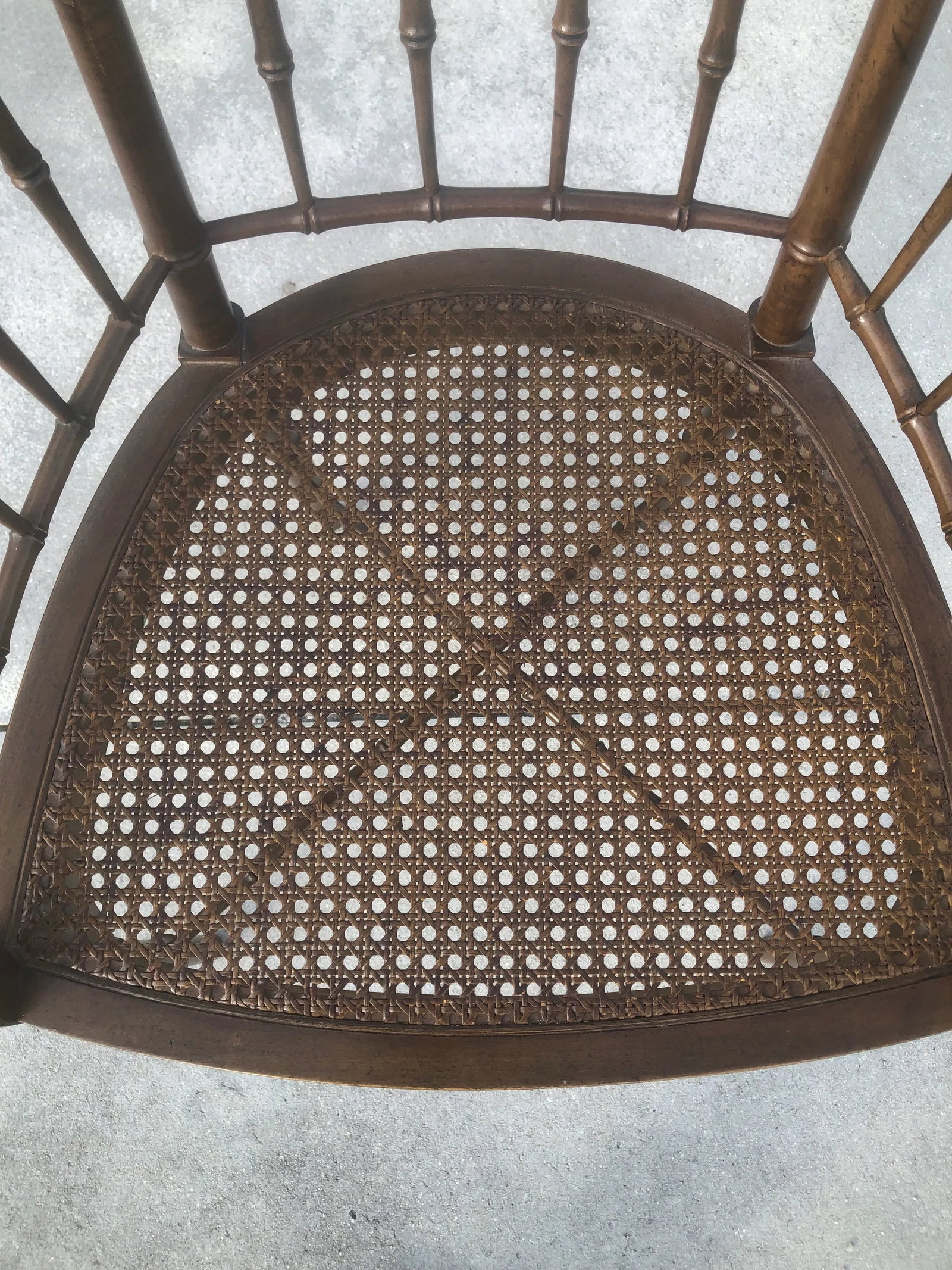 Vintage Mid-Century Baker Furniture Faux Bamboo and Cane Side Chair - 3