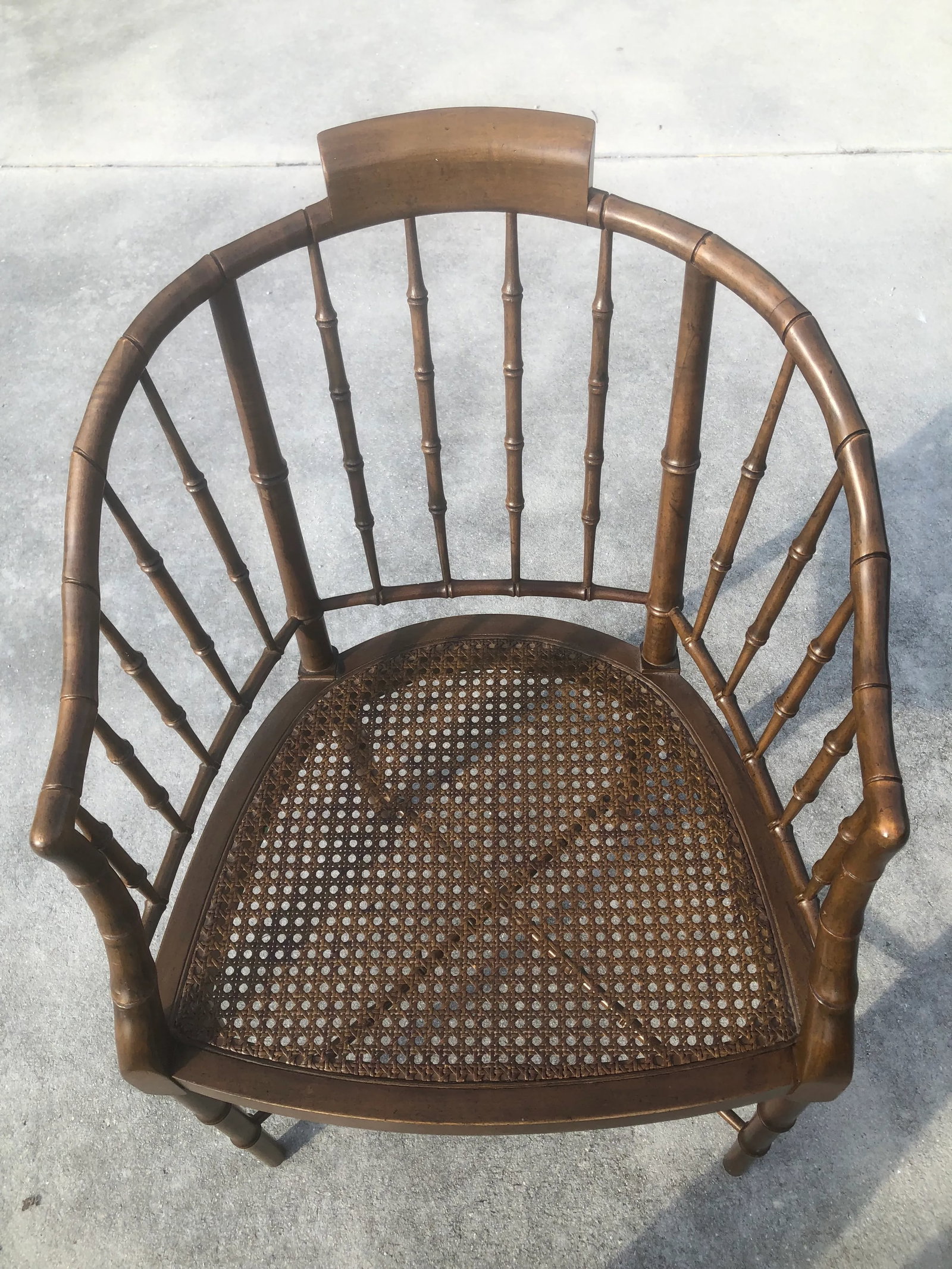 Vintage Mid-Century Baker Furniture Faux Bamboo and Cane Side Chair - 4