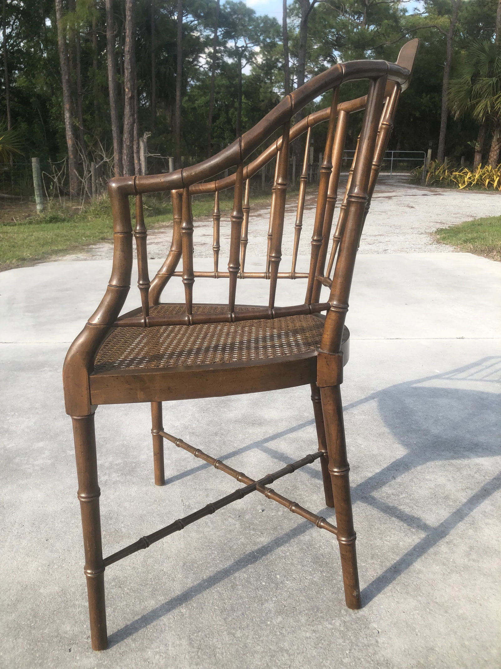 Vintage Mid-Century Baker Furniture Faux Bamboo and Cane Side Chair - 6