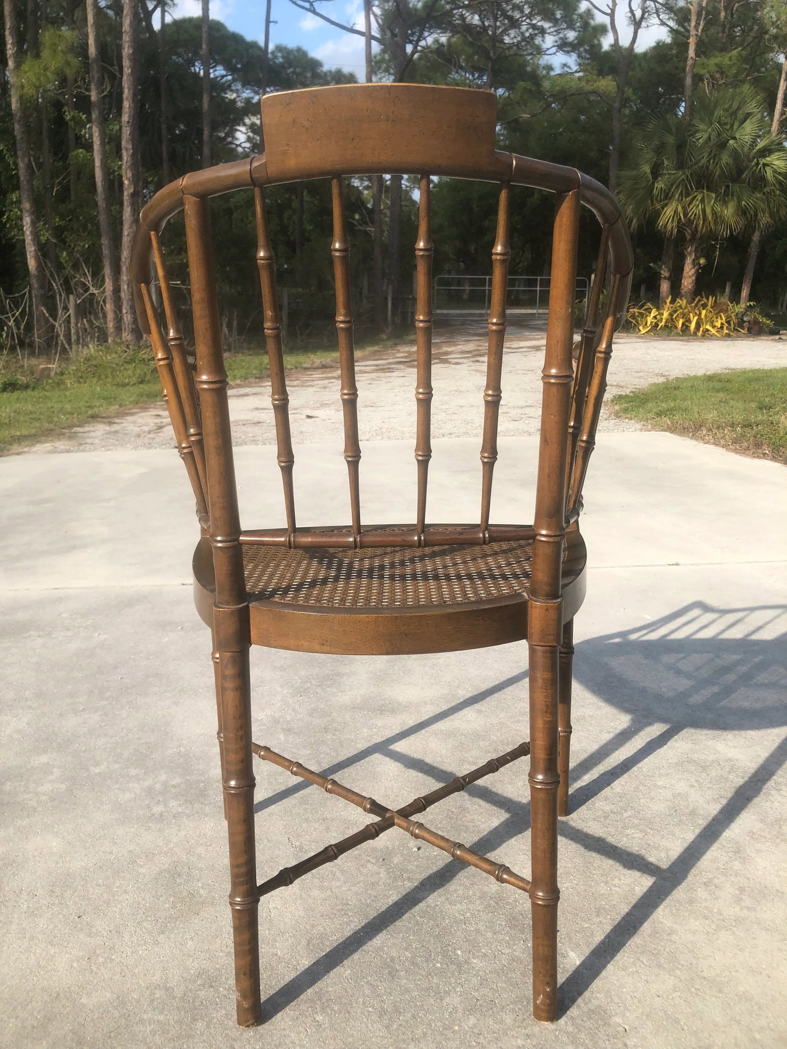 Vintage Mid-Century Baker Furniture Faux Bamboo and Cane Side Chair - 7