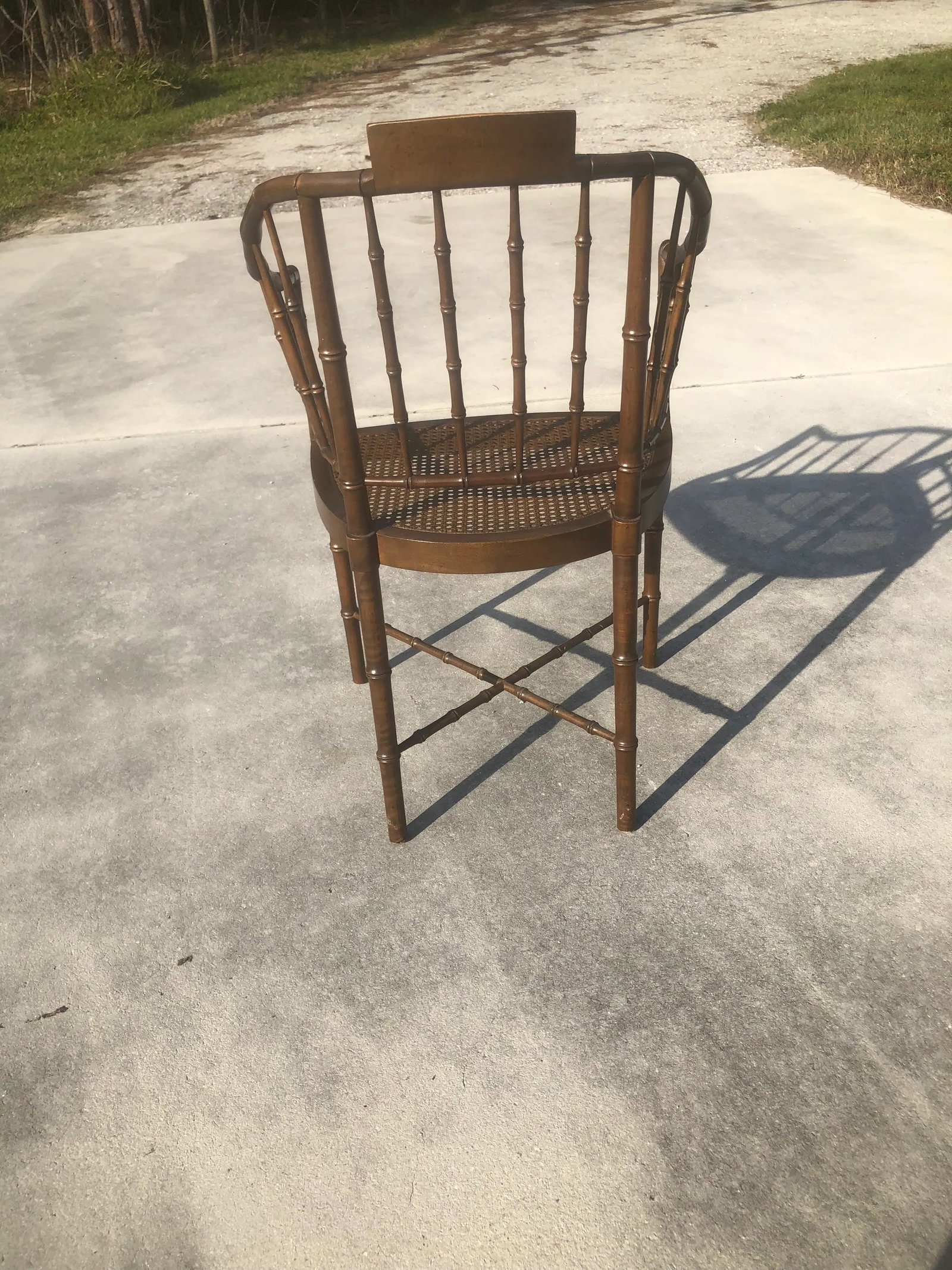 Vintage Mid-Century Baker Furniture Faux Bamboo and Cane Side Chair - 8