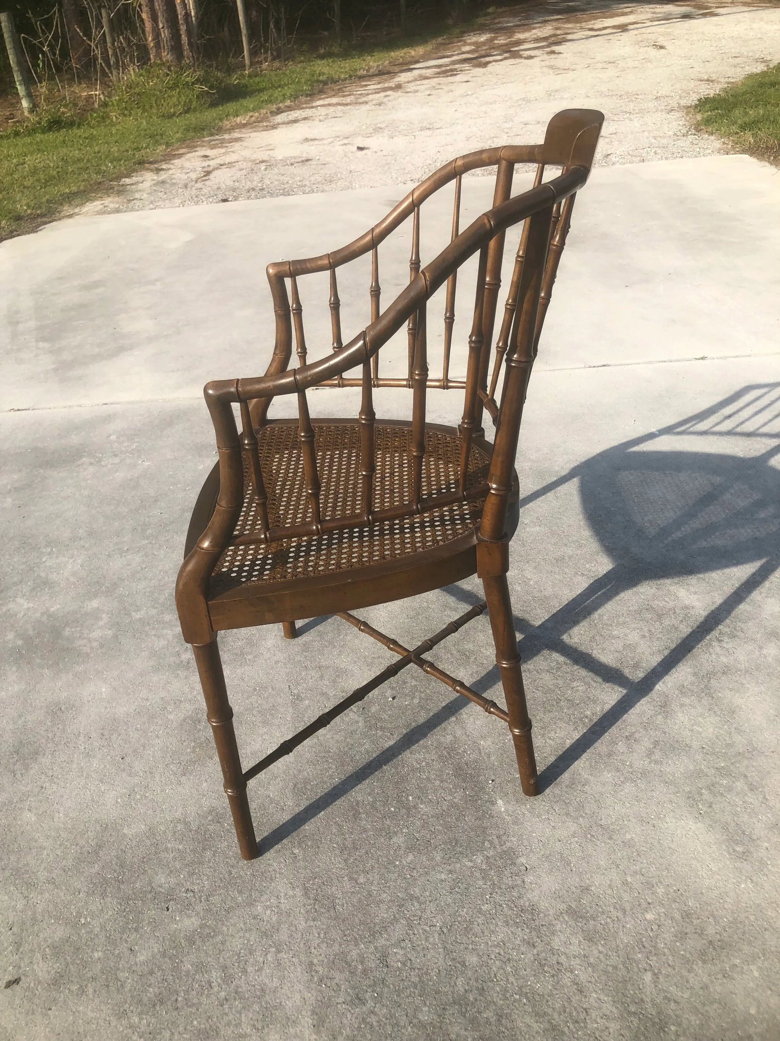 Vintage Mid-Century Baker Furniture Faux Bamboo and Cane Side Chair - 9