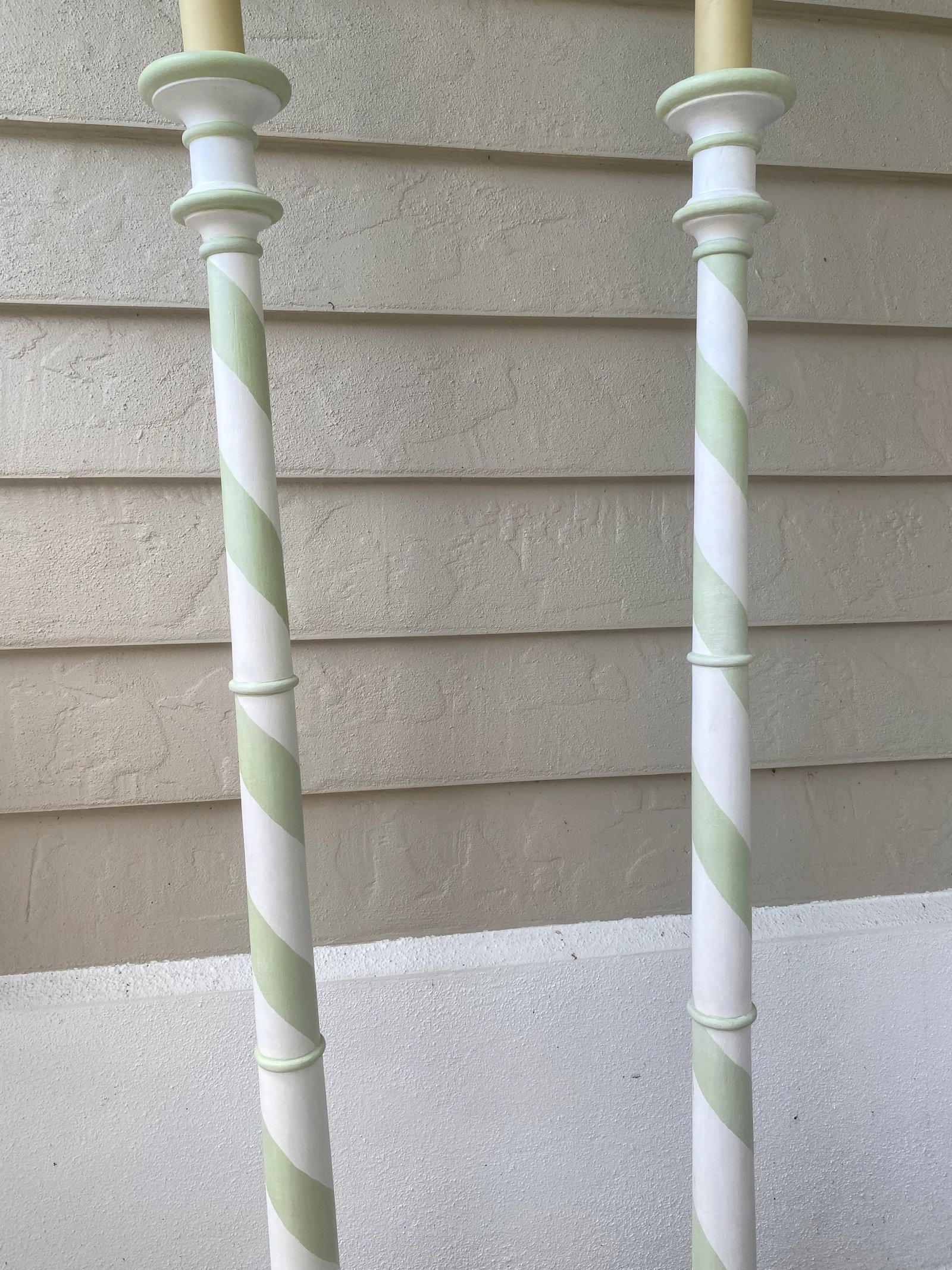 Visual Comfort & Co. Coastal Boho Sussex Floor Lamps Painted White and Pale Green - Set of 2 - 6