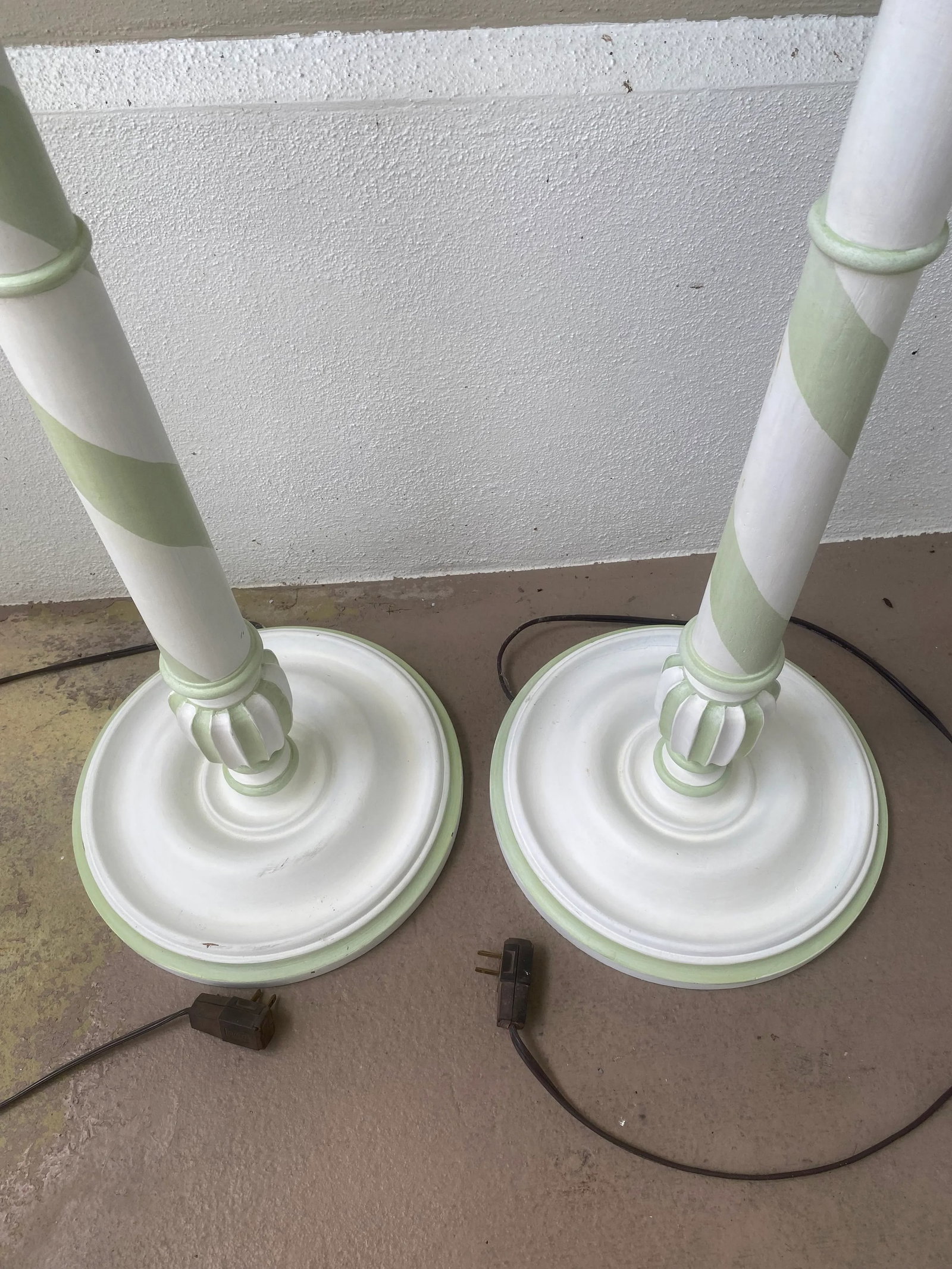 Visual Comfort & Co. Coastal Boho Sussex Floor Lamps Painted White and Pale Green - Set of 2 - 7