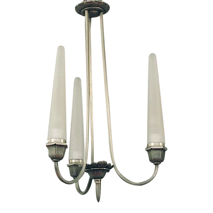 1920s French Art Deco Era Lighting Fixture Chandelier: And just where, pray tell, have we seen a light fixture as outrageously unique and visually captivating as this!? And from where else, but La Belle France, ground zero for 1920s creativity and whimsy?