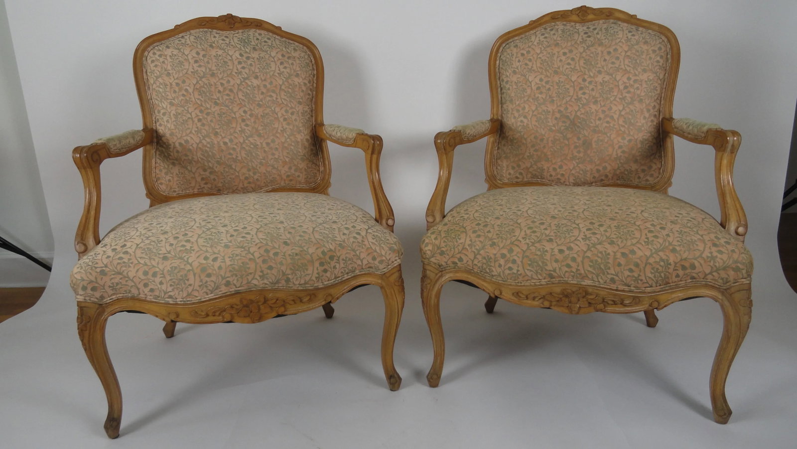 Vintage Mid Century Louis XV Style Beechwood Carved Fauteuils - a Pair - 12