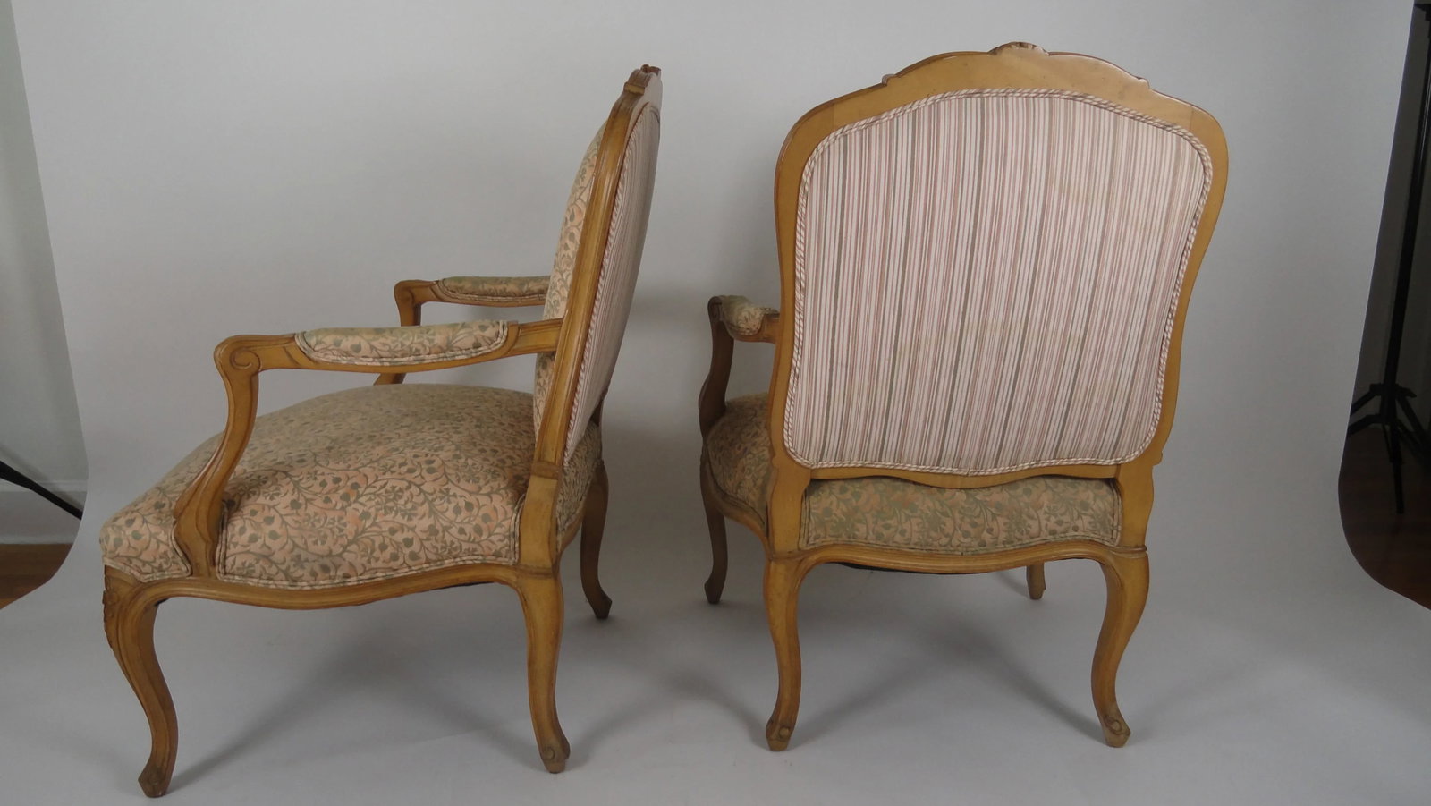 Vintage Mid Century Louis XV Style Beechwood Carved Fauteuils - a Pair - 2