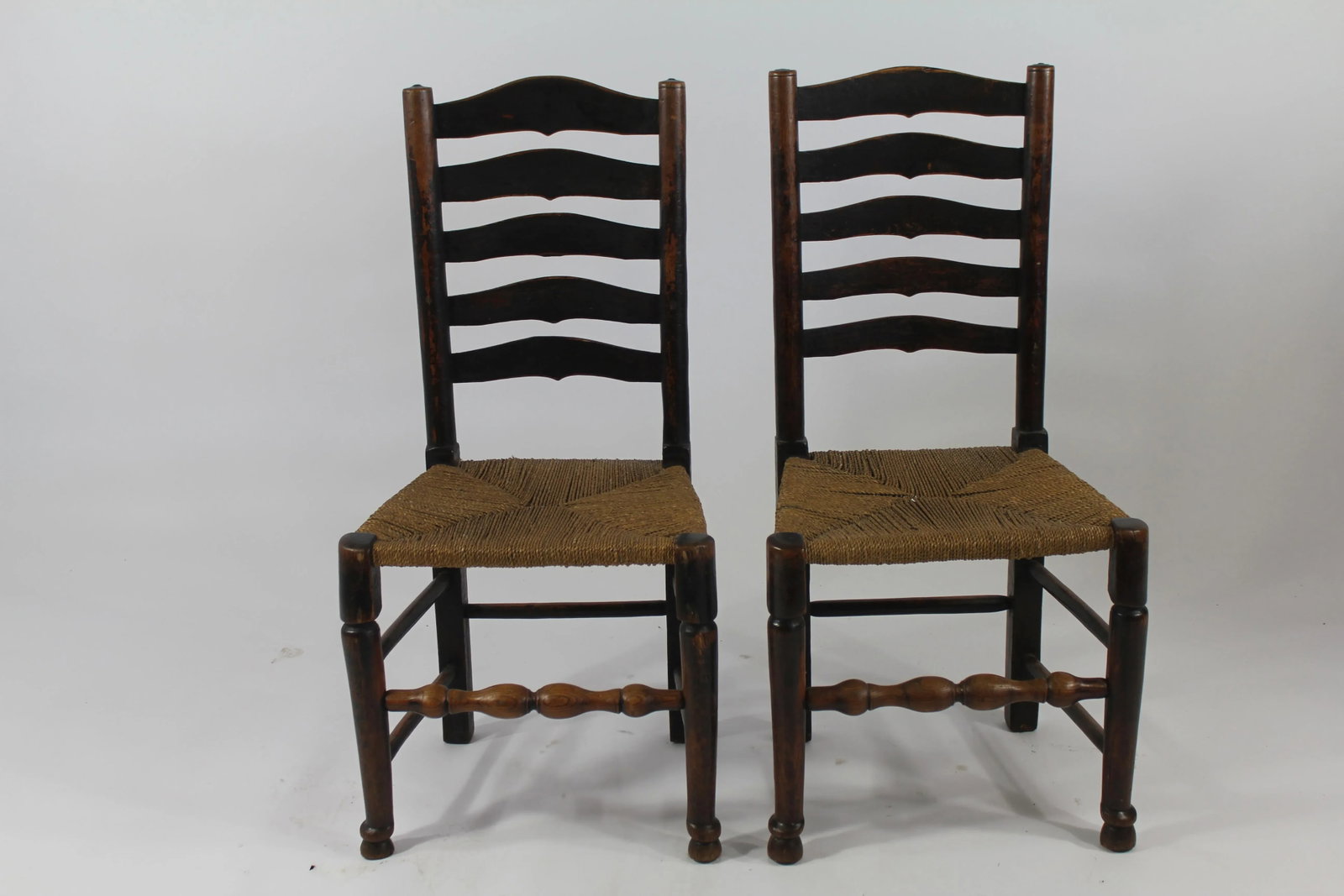 English Period Ladder Back Side Chairs- A Pair - 2