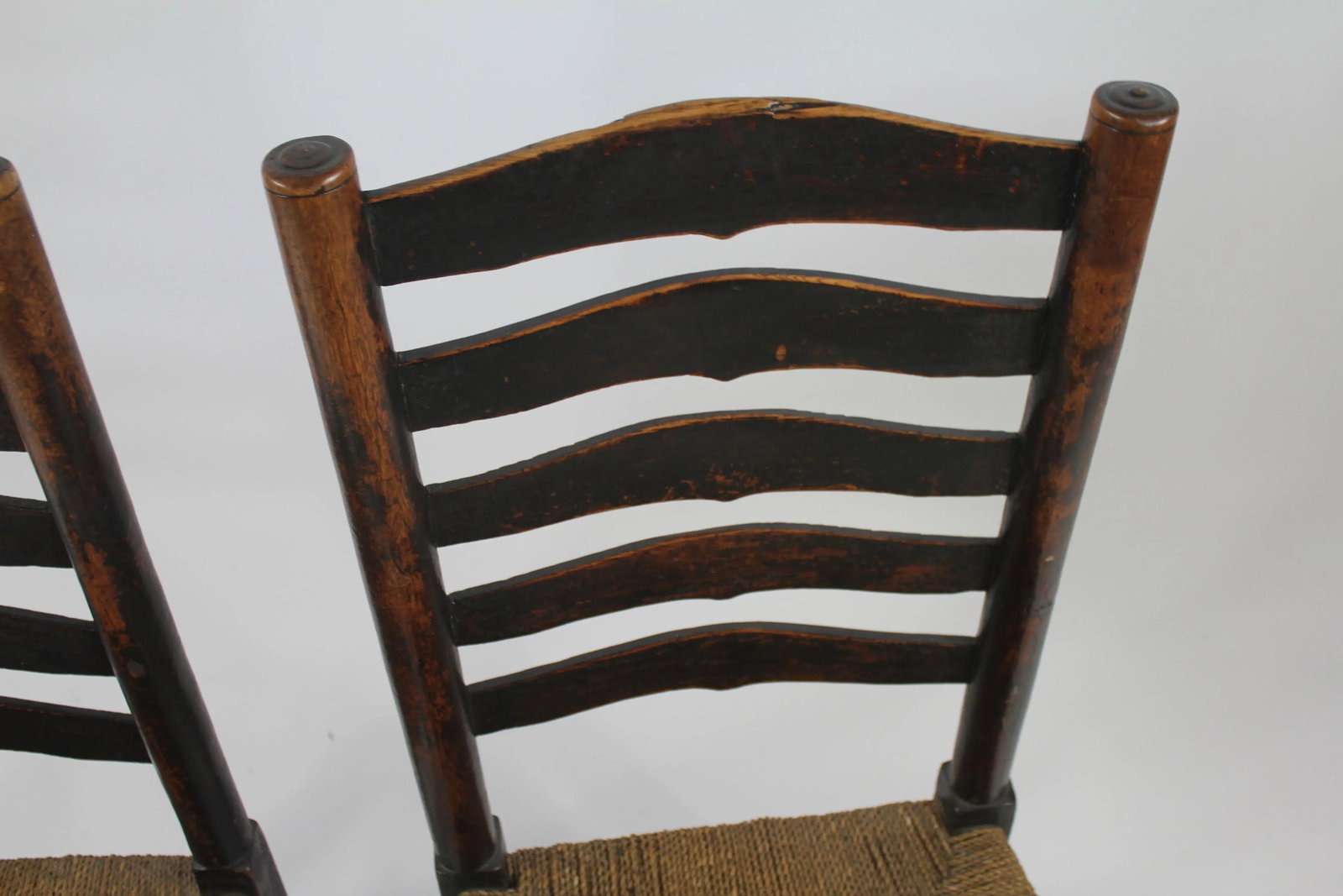 English Period Ladder Back Side Chairs- A Pair - 3