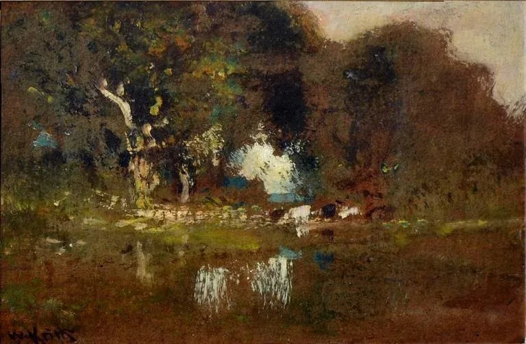 Cattle By Pond At Dusk - 3