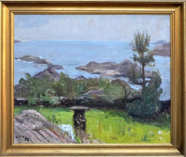 1970s Coastal Scene Landscape Oil Painting, Framed - 4