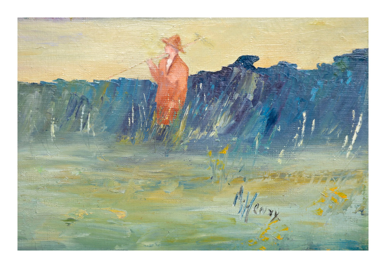 Early 20th Century "Home on the Coast Brittany, France" Expressionist Style Landscape Oil Painting - 3