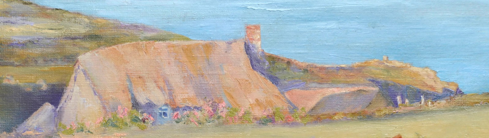 Early 20th Century "Home on the Coast Brittany, France" Expressionist Style Landscape Oil Painting - 4