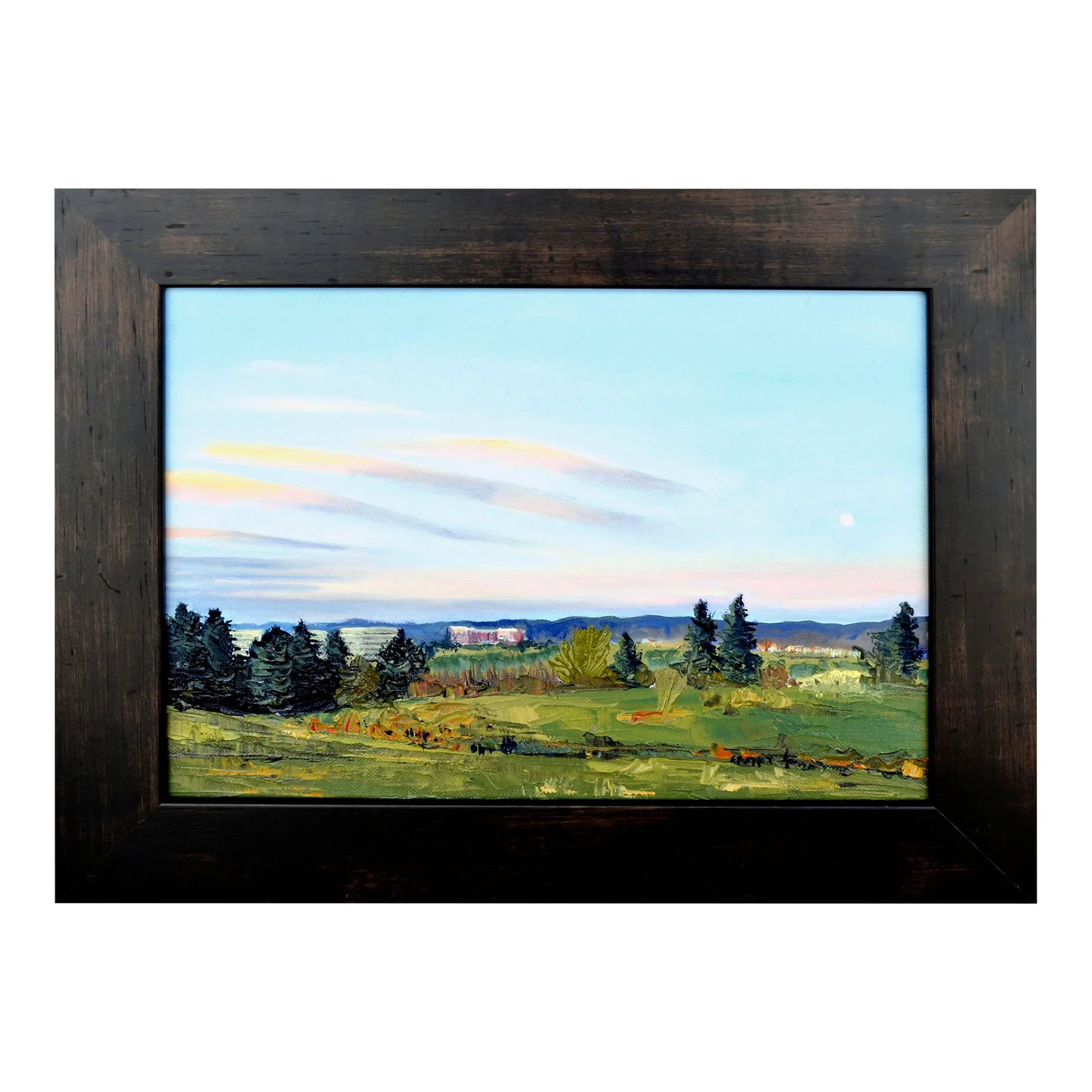 Littleton, Colorado Landscape by Betsy Duzan: Beautiful landscape titled "Easter morning Littleton, Colorado" by Denver, Colorado artist Betsy Duzan (American, 20th Century). Presented in a wooden frame. Titled "Easter morning Littleton, Colorado