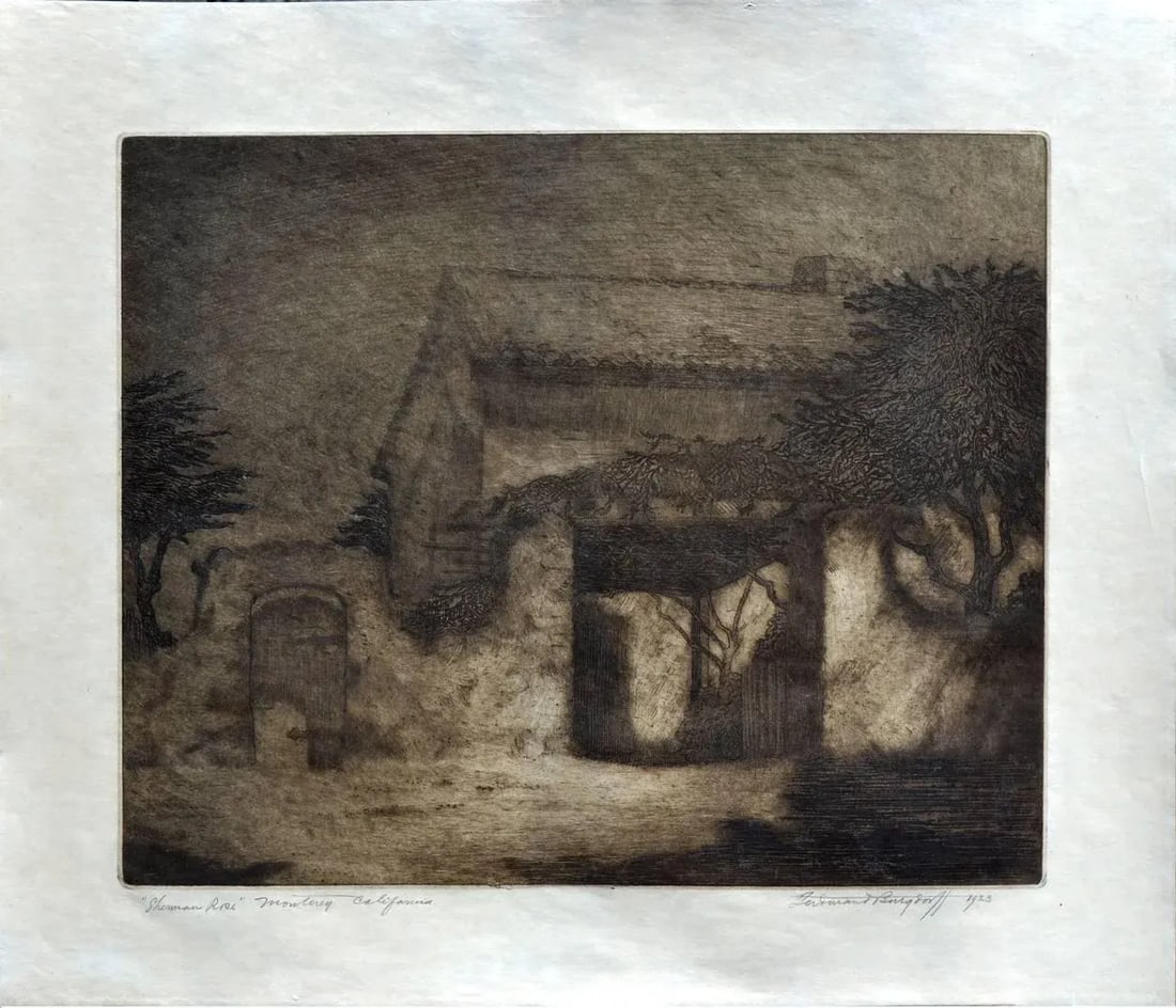 Ferdinand Burgdorff "Old Sherman Rose House" 1926 Etching - 2