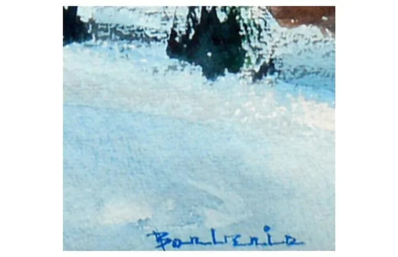 1970s "Yosemite Winter" Landscape Watercolor Painting, Framed - 3