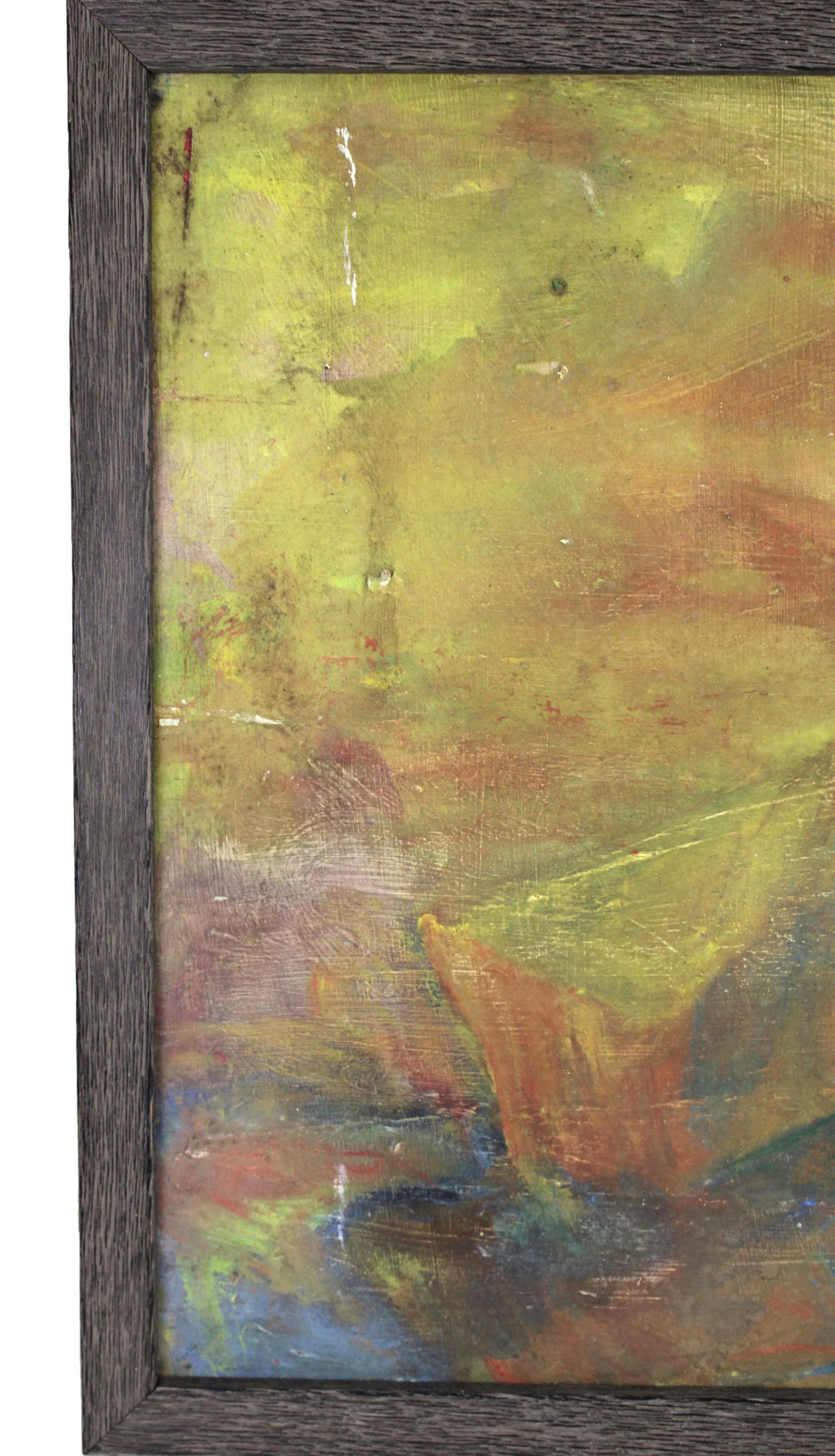Vintage Wide Abstracted Mountain Landscape Oil Painting - 7