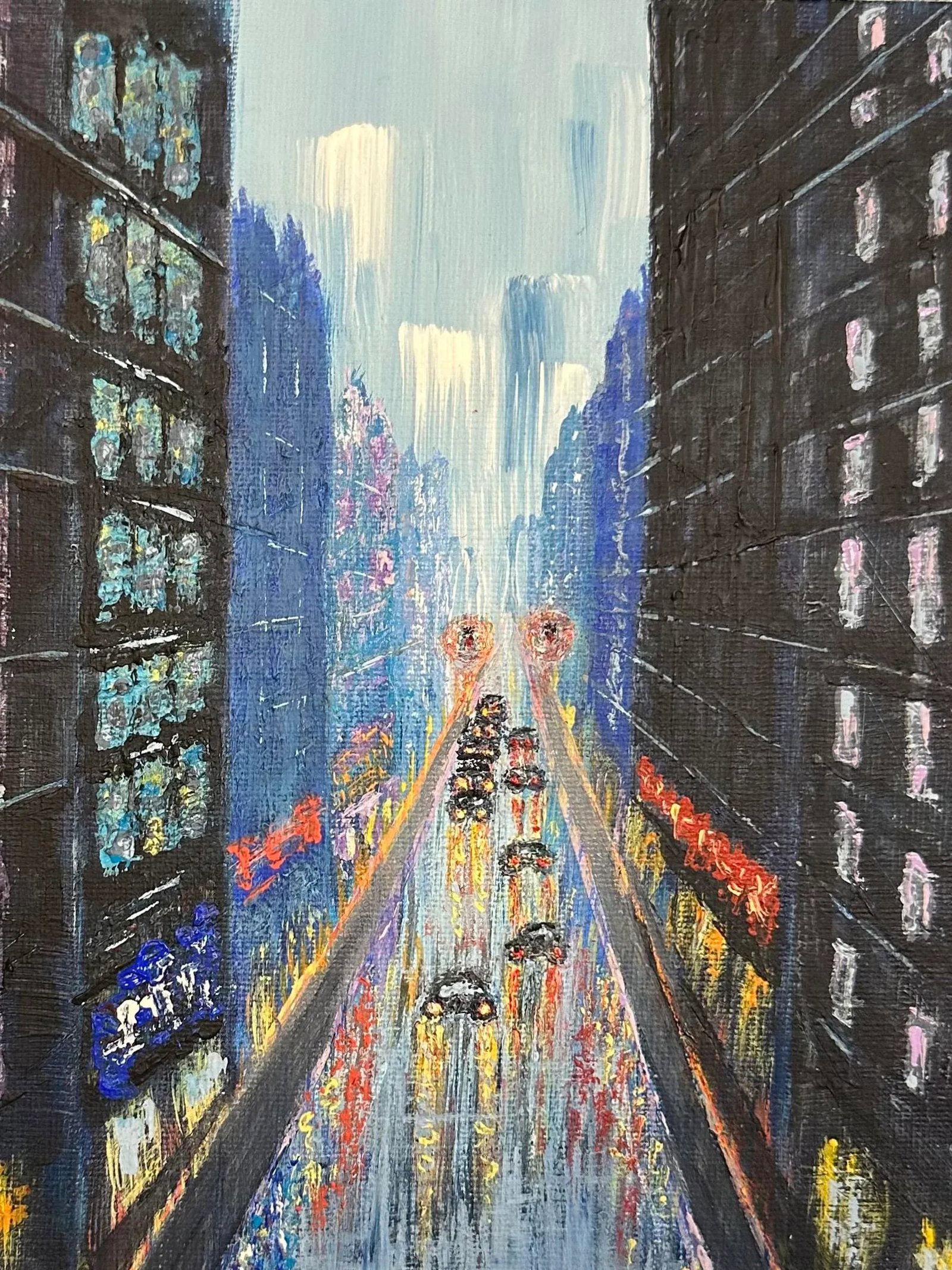 "Cityscape 1" Contemporary Original Expressionist Acrylic Painting by Deb Bossert - 2