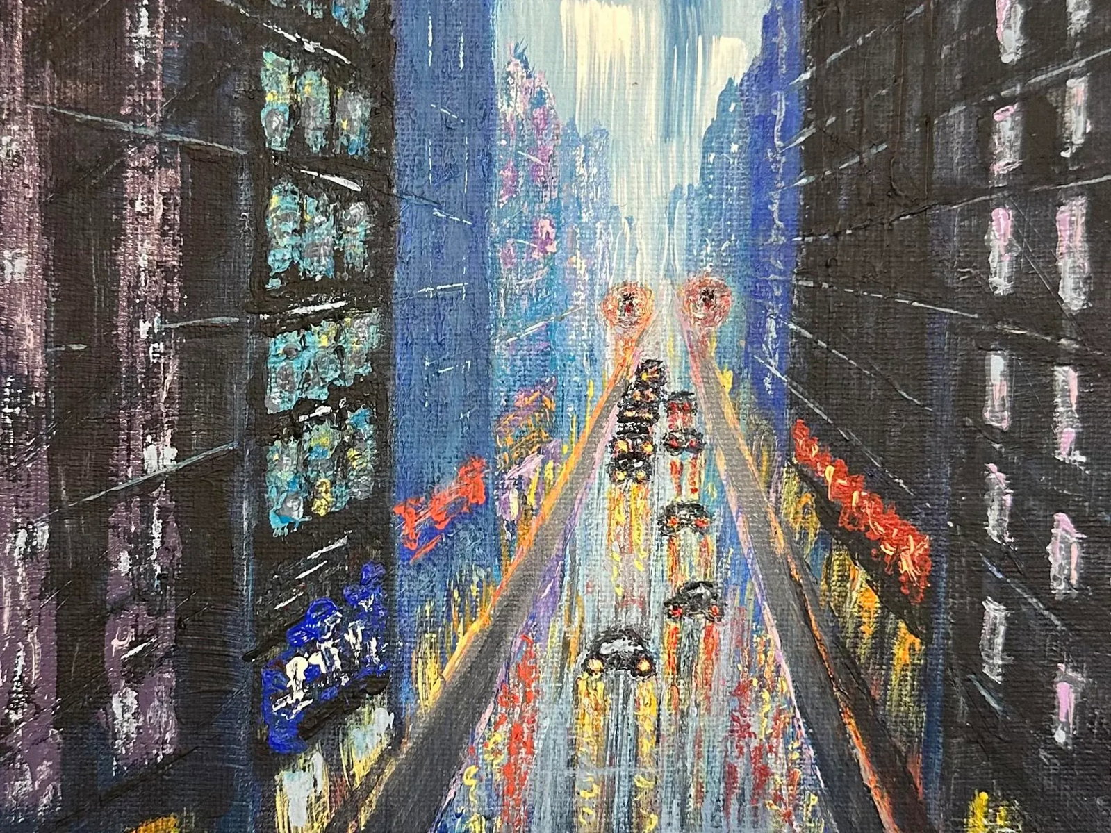 "Cityscape 1" Contemporary Original Expressionist Acrylic Painting by Deb Bossert - 4
