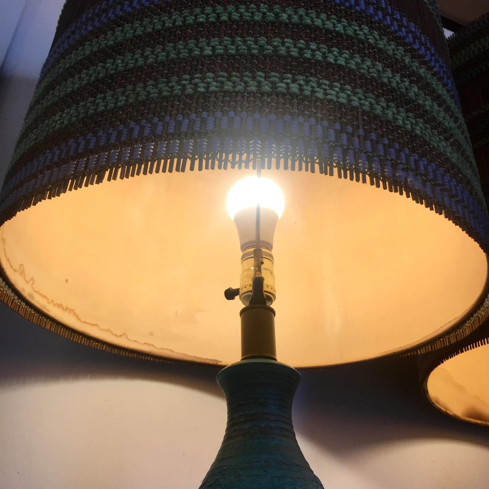 1960s Quartite Sea Green Lamps With Maria Kipp Lampshades - 11