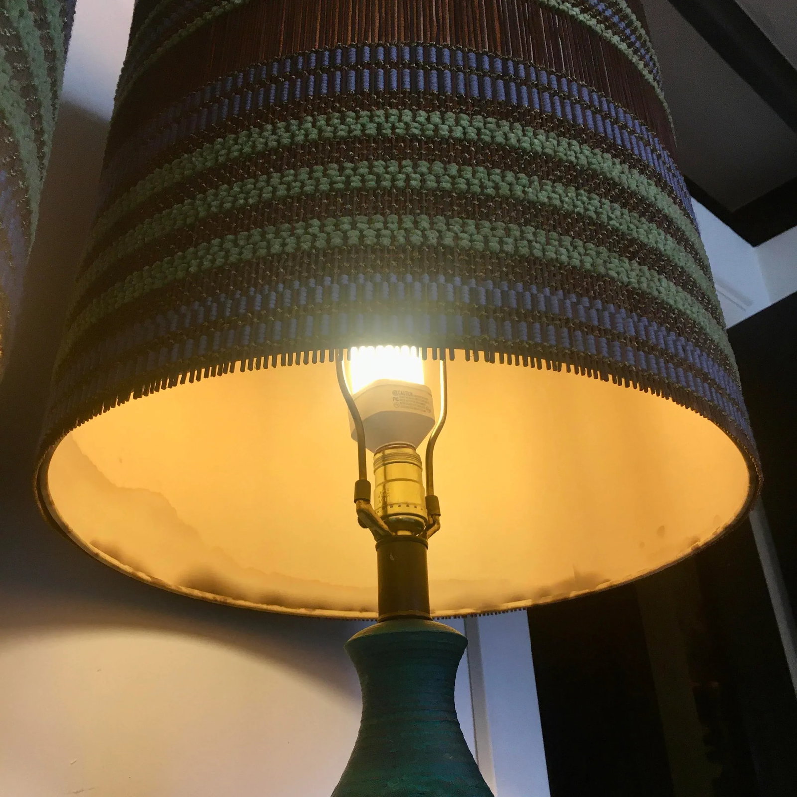 1960s Quartite Sea Green Lamps With Maria Kipp Lampshades - 12