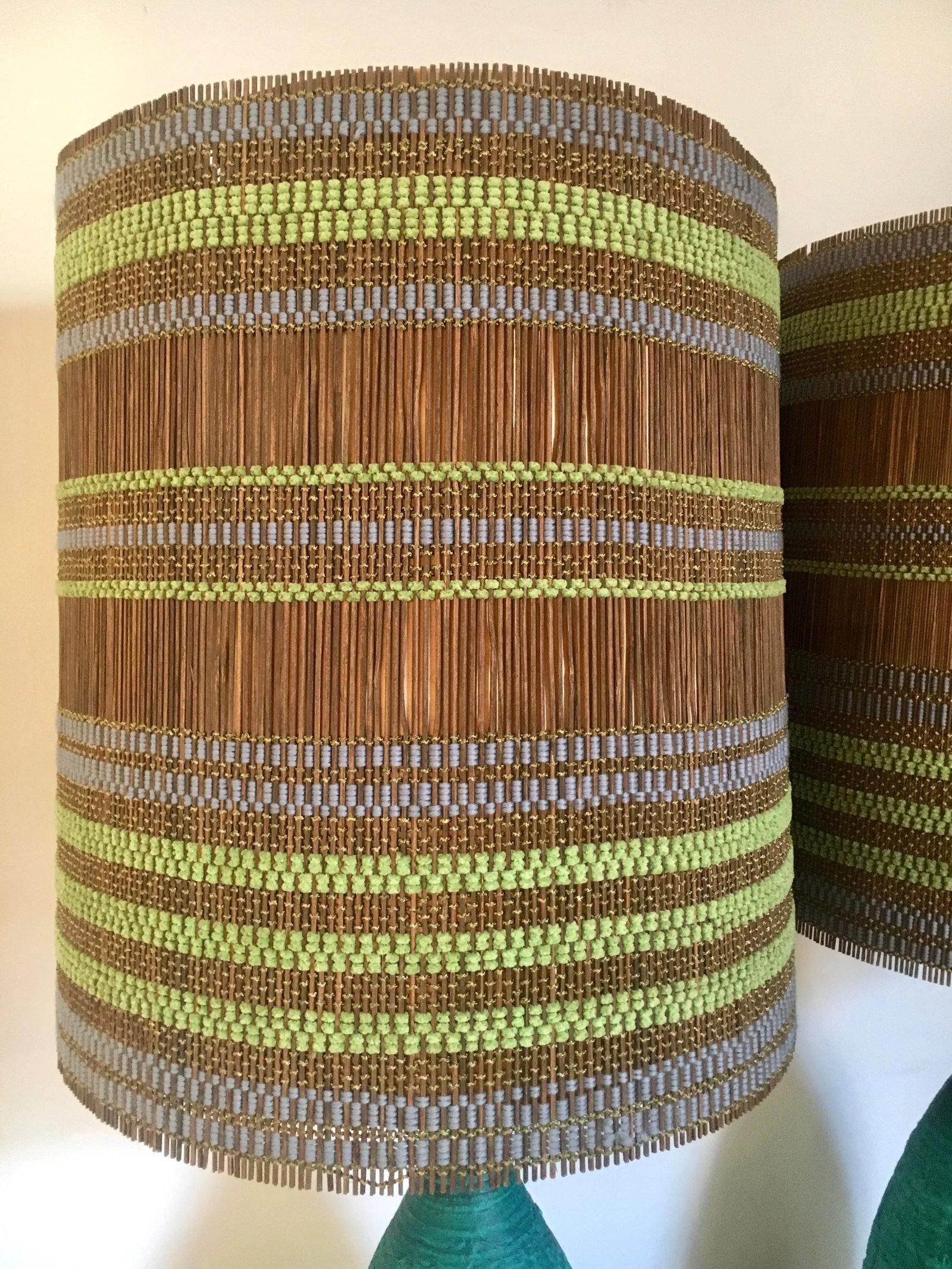 1960s Quartite Sea Green Lamps With Maria Kipp Lampshades - 3