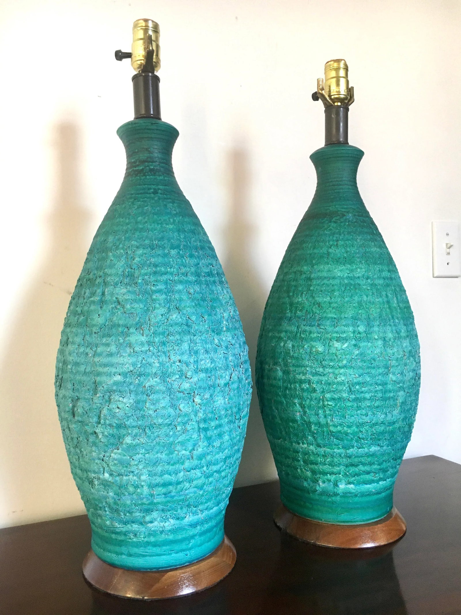 1960s Quartite Sea Green Lamps With Maria Kipp Lampshades - 6