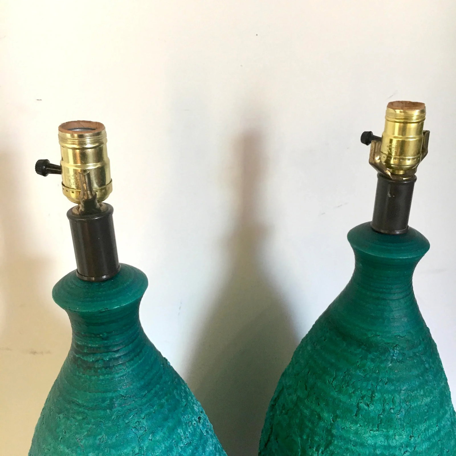 1960s Quartite Sea Green Lamps With Maria Kipp Lampshades - 9