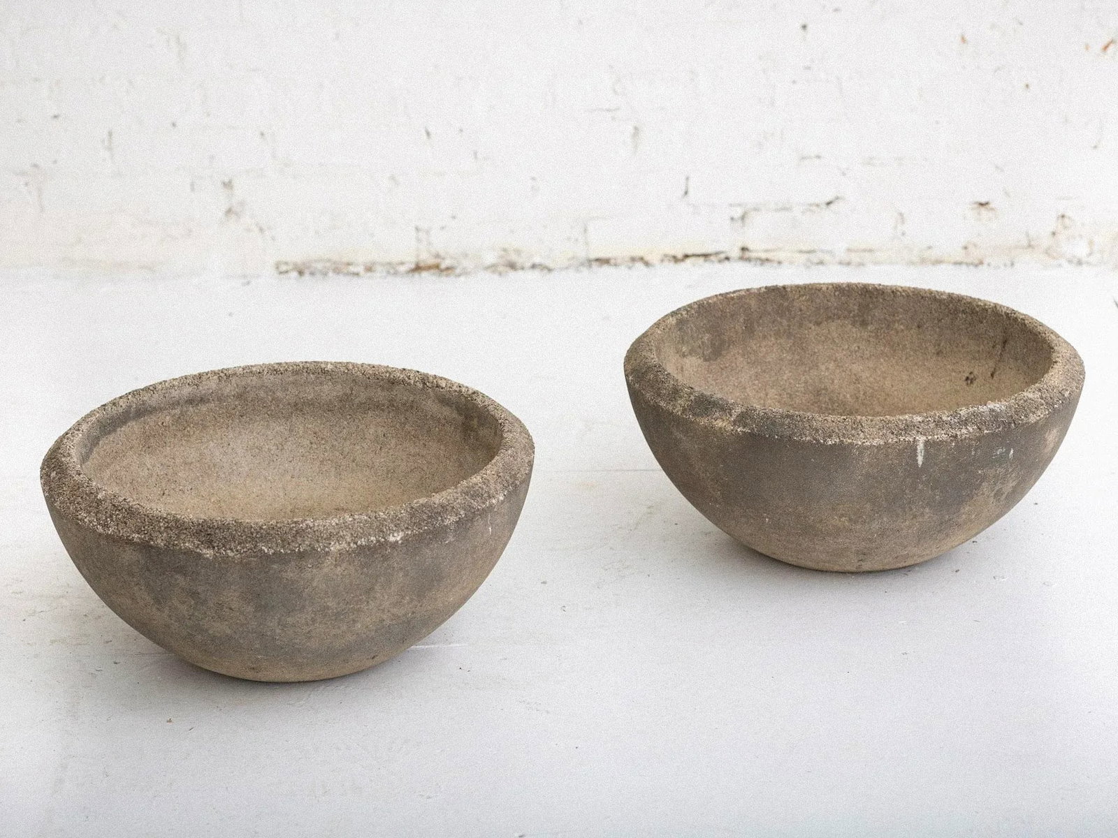 Mid Century Concrete Cast Stone Planters - a Pair - 2
