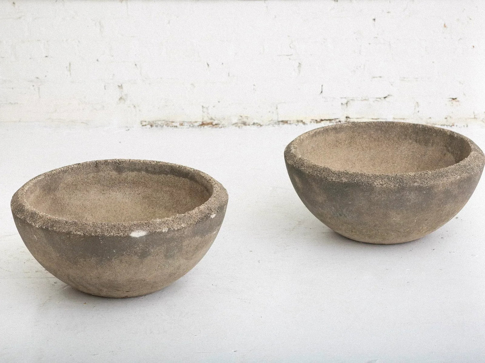 Mid Century Concrete Cast Stone Planters - a Pair - 3