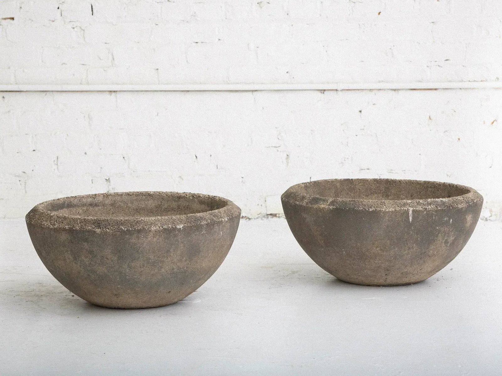 Mid Century Concrete Cast Stone Planters - a Pair - 5