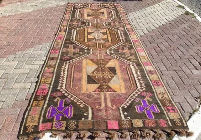 Vintage Turkish Kilim Rug -- 5' x 14'7" - 2