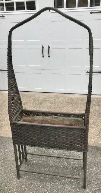 Vintage Wicker Planter With Hook for a Hanging Birdcage or Hanging Plant - 8