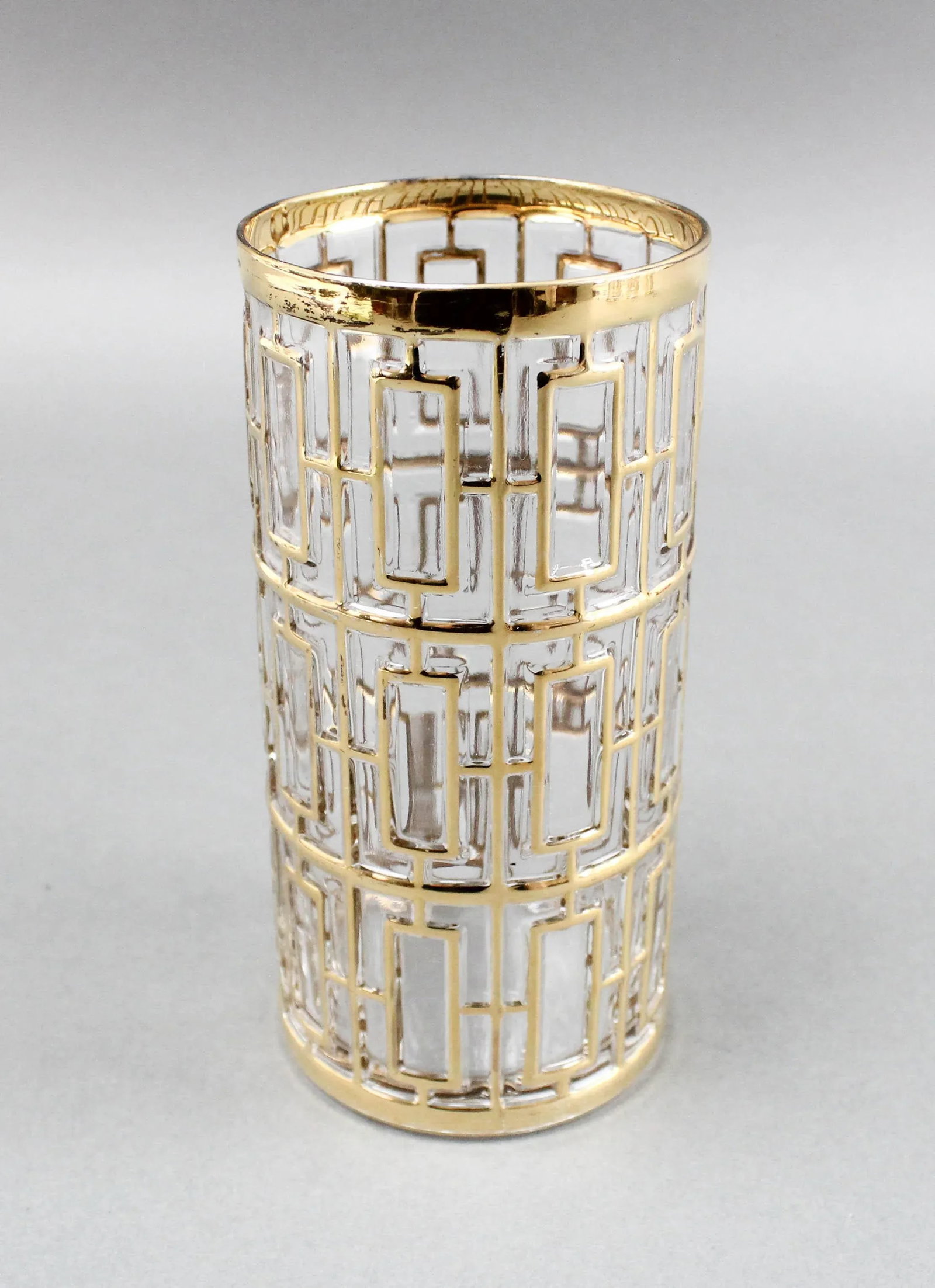Vintage Imperial Glass Shoji Trellis 22k Gold Highball Glasses Tumblers- Set of 4 - 3