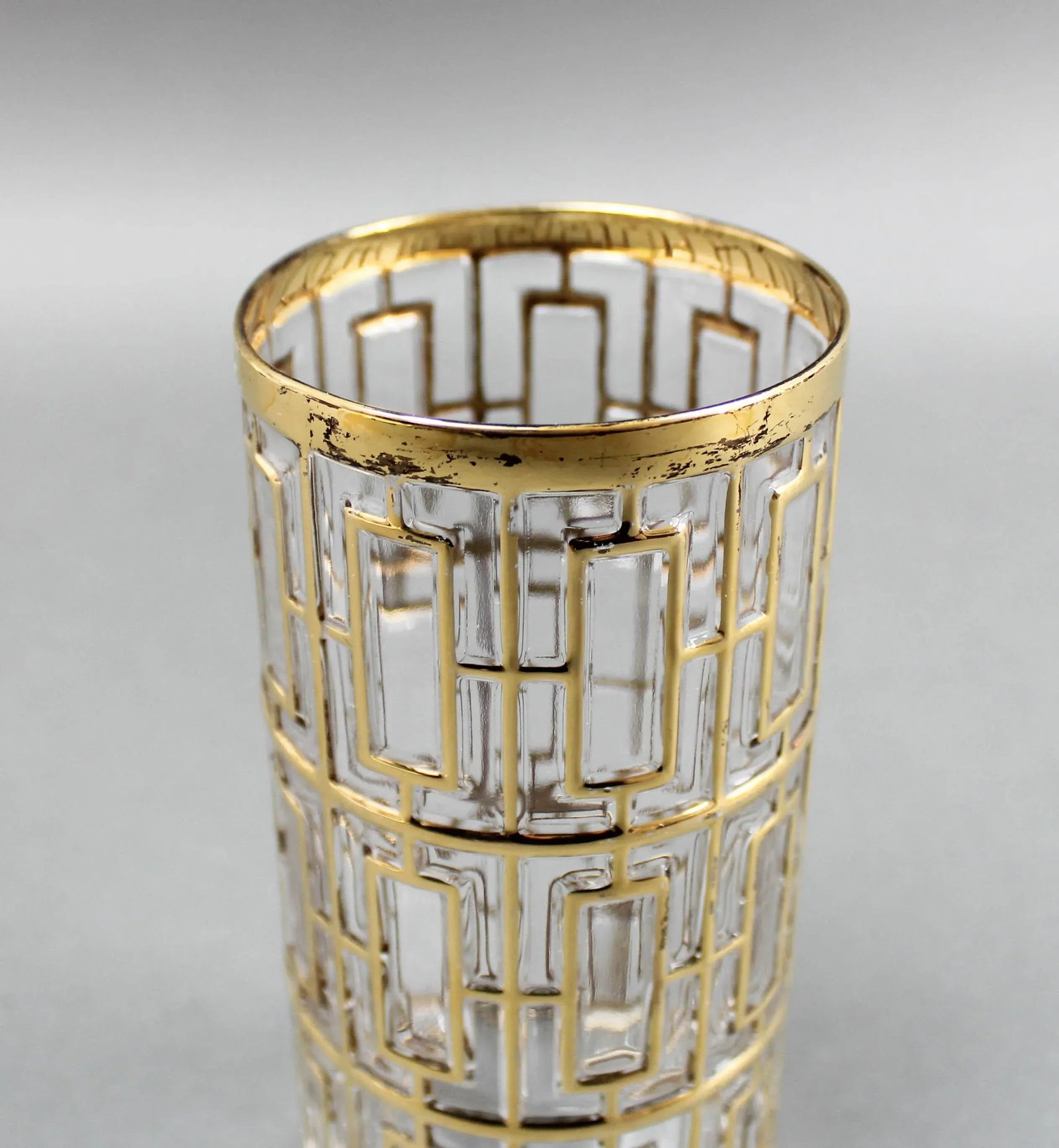 Vintage Imperial Glass Shoji Trellis 22k Gold Highball Glasses Tumblers- Set of 4 - 5