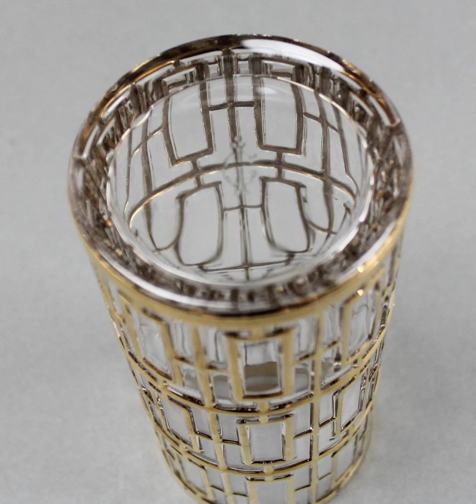 Vintage Imperial Glass Shoji Trellis 22k Gold Highball Glasses Tumblers- Set of 4 - 6