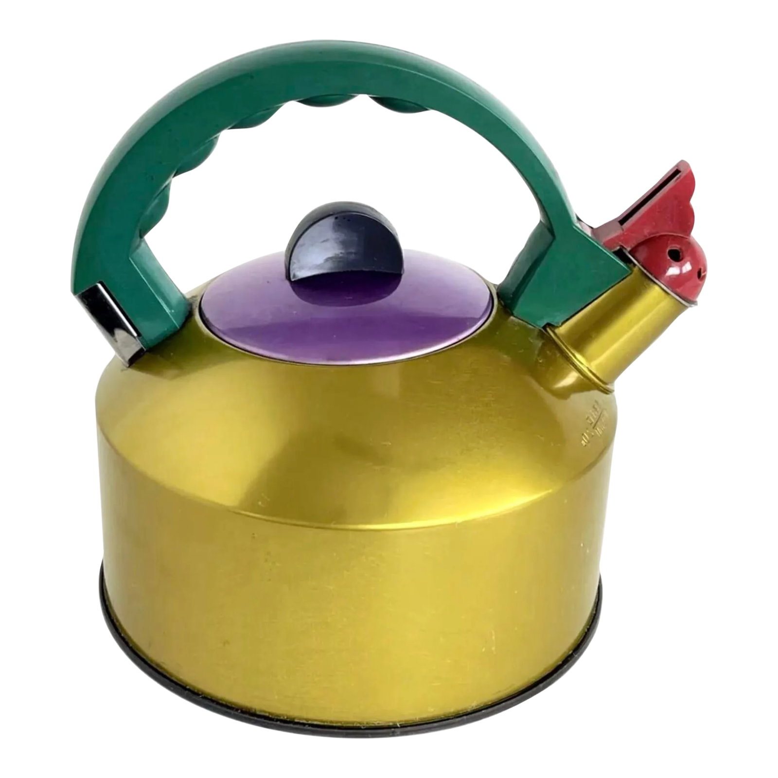 1980s Vintage Yoshiharu Fuwa for Ikea Postmodern Memphis Anodized Aluminum Whistling Teapot Collecti: Extremely rare 80s IKEA Post Modern, Memphis Design, 2-liter, Colorful, Anodized Aluminum Teapot Highly collectible display piece. Measurements 8" H x 7.5 Diameter (Hold 2 Liters) The exterior of