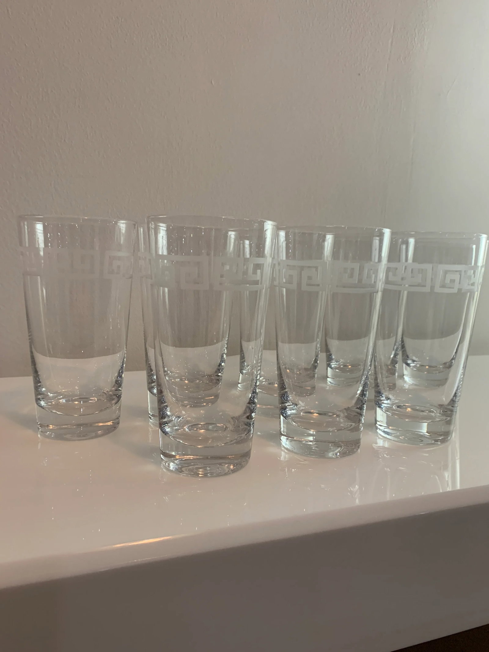 Vintage Etched Greek Key Tumbler Glasses-Set of 8 - 5